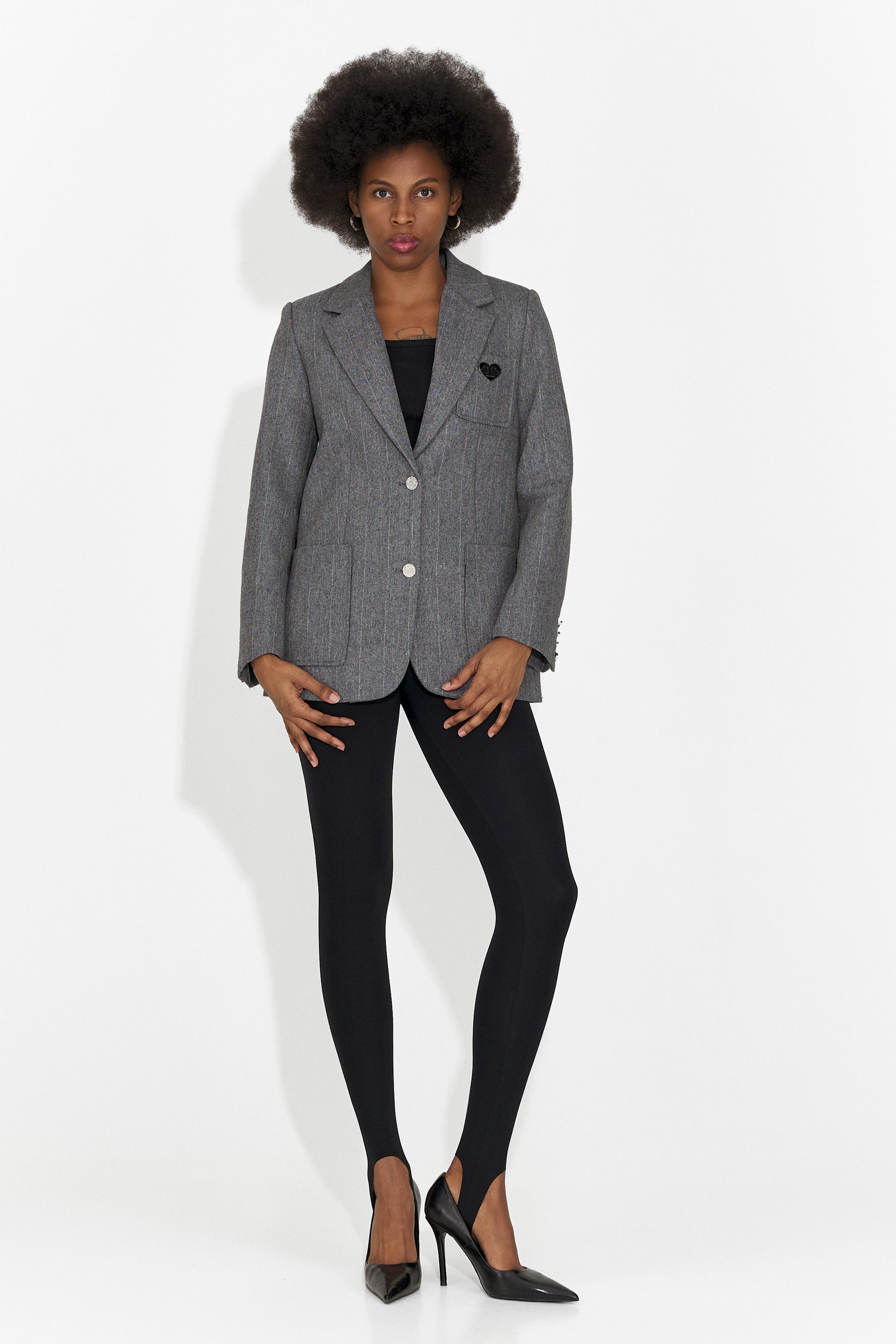 Elegante chaqueta de lana gris Andela Bogas