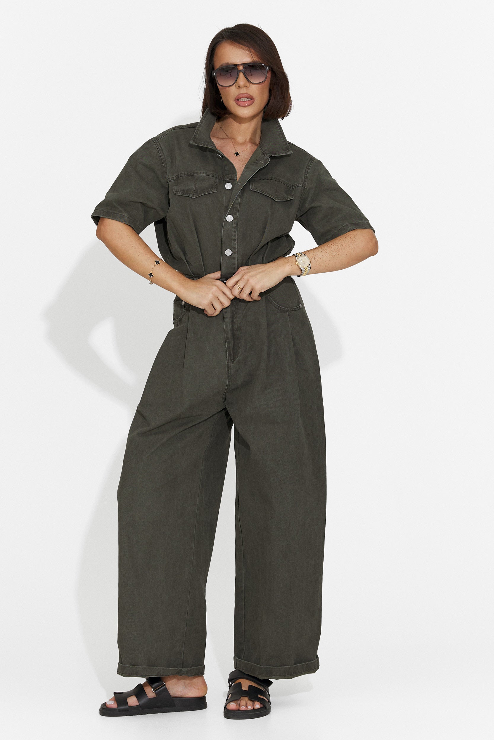 Ayeria Bogas Lässiger Khaki Damen Overall