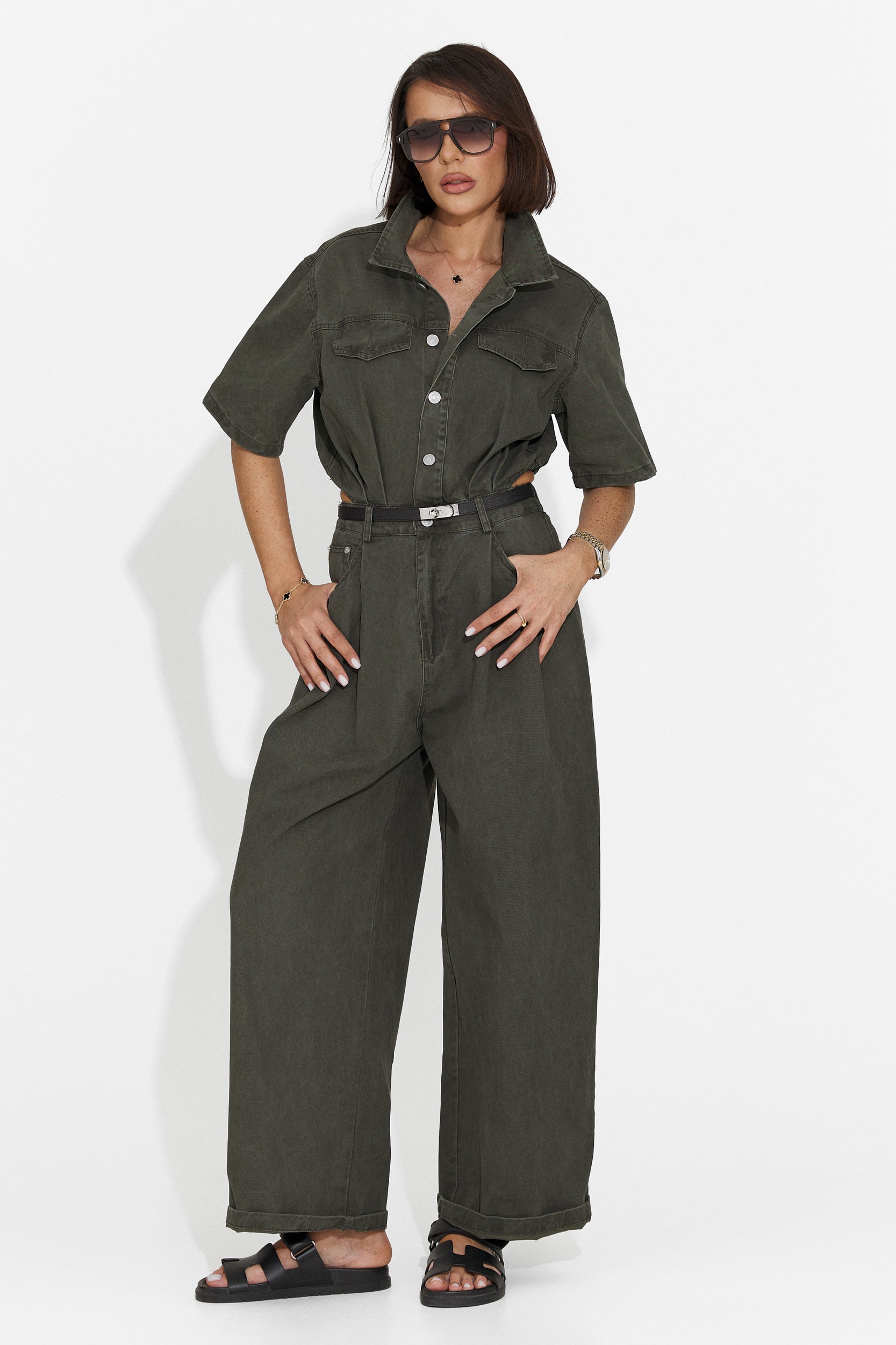 Ayeria Bogas Lässiger Khaki Damen Overall