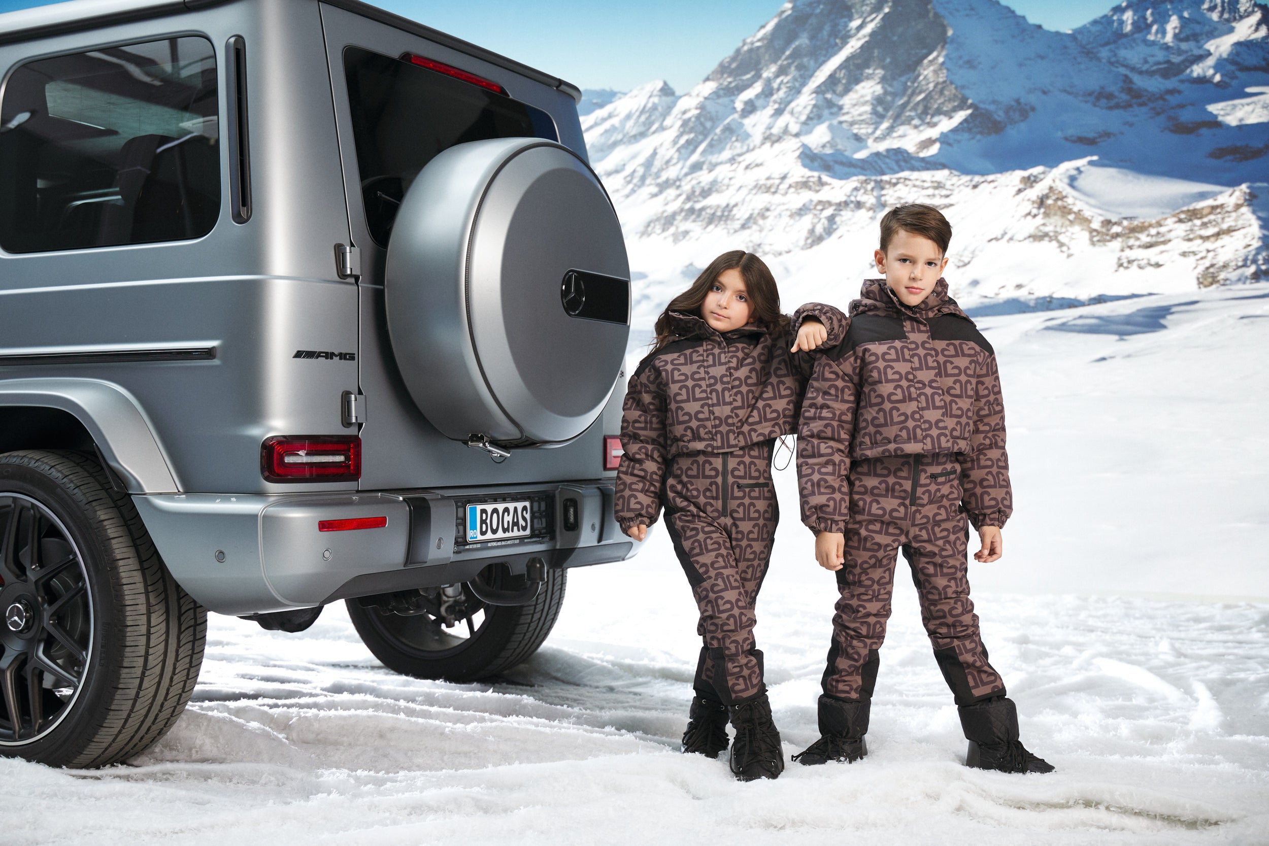 Alisone Bogas Brown Ski Overalls for Kids