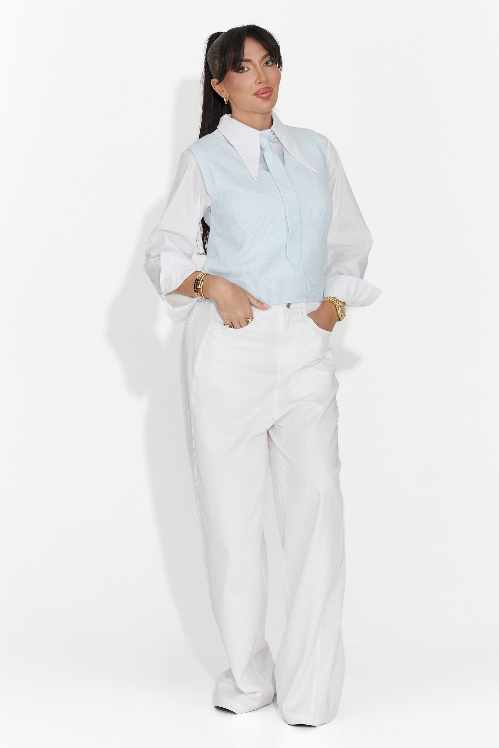 Sada 3 kusy košile + vesta + modrá kravata Tasiana Bogas