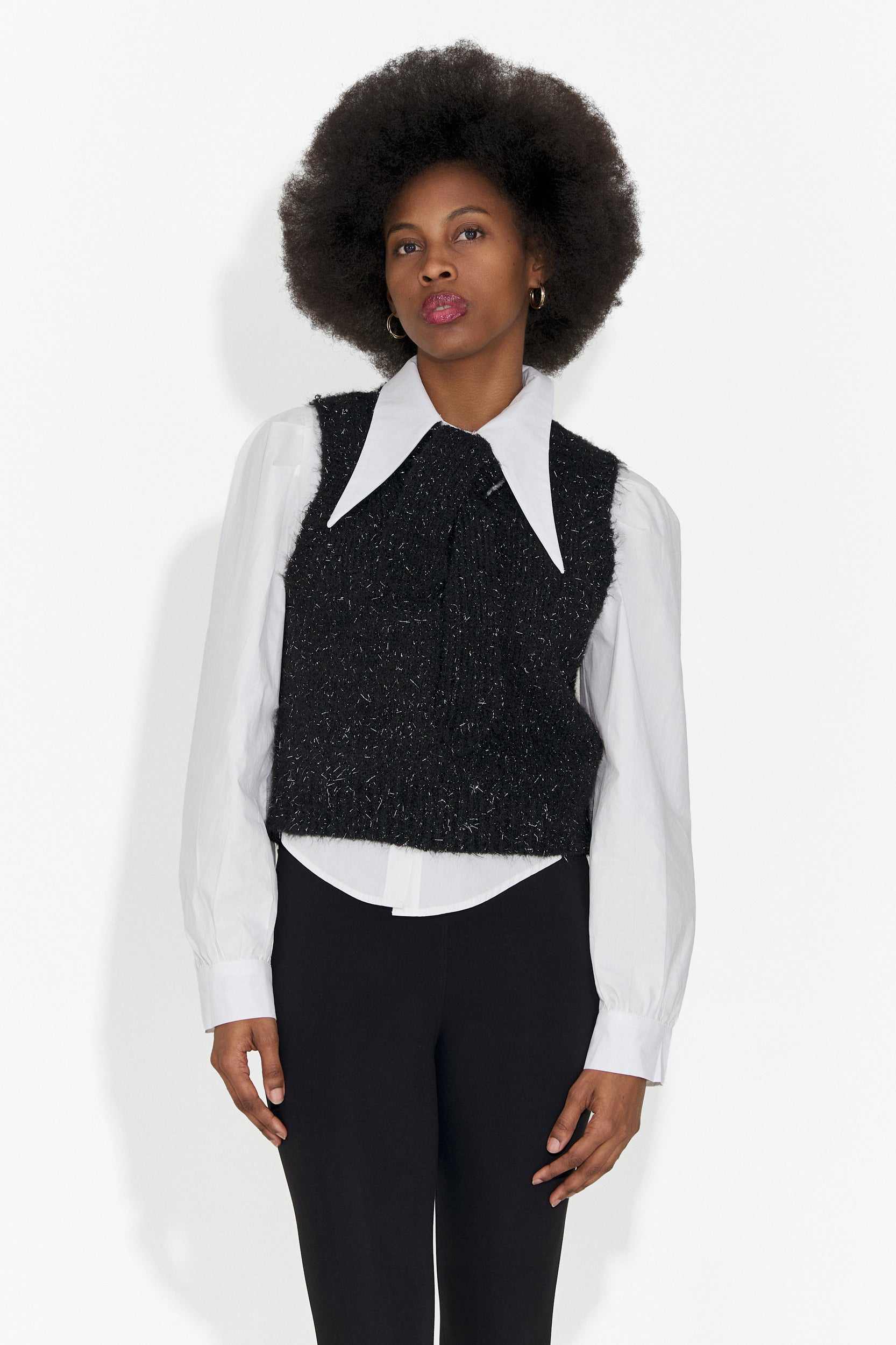 3-teiliges Set Hemd + Weste + Krawatte schwarz Izaura Bogas