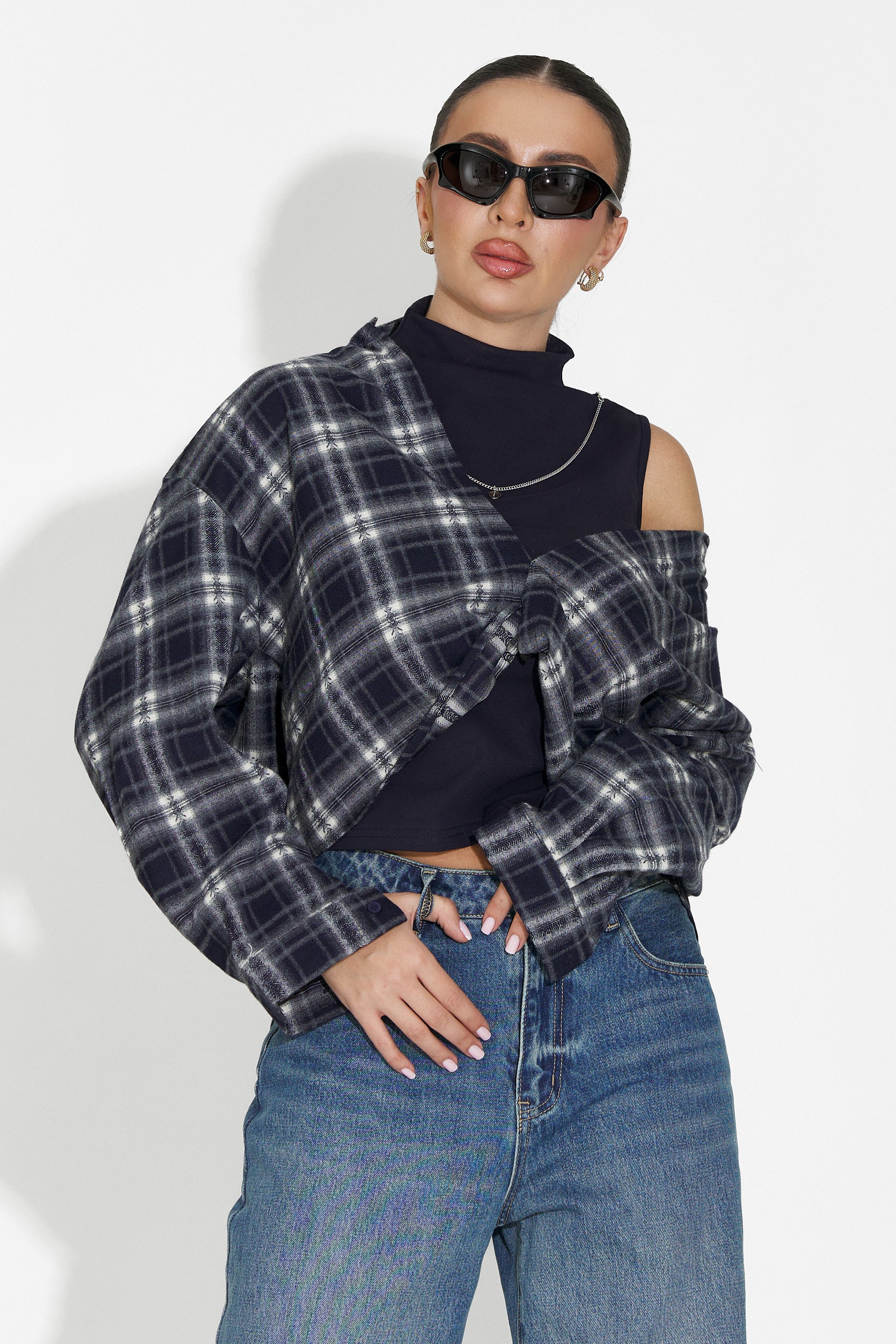 Noielia Bogas Damen Shirt Set + Marineblaues Tank Top