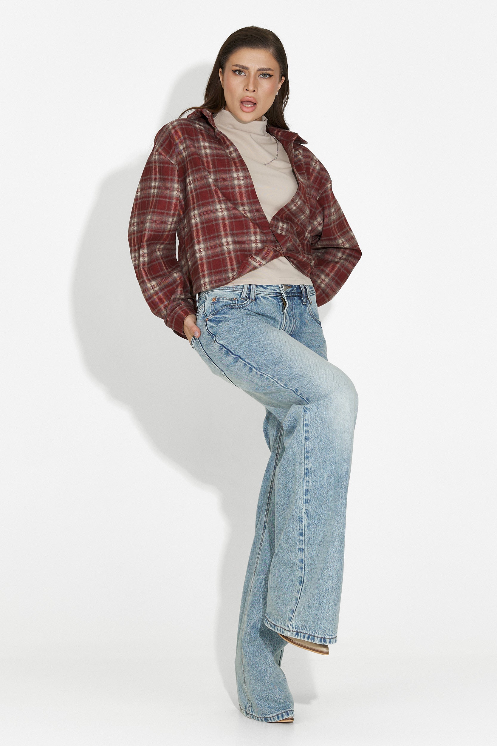 Σετ πουκάμισο γυναικείο + φανελάκι μπορντό Noielia Bogas