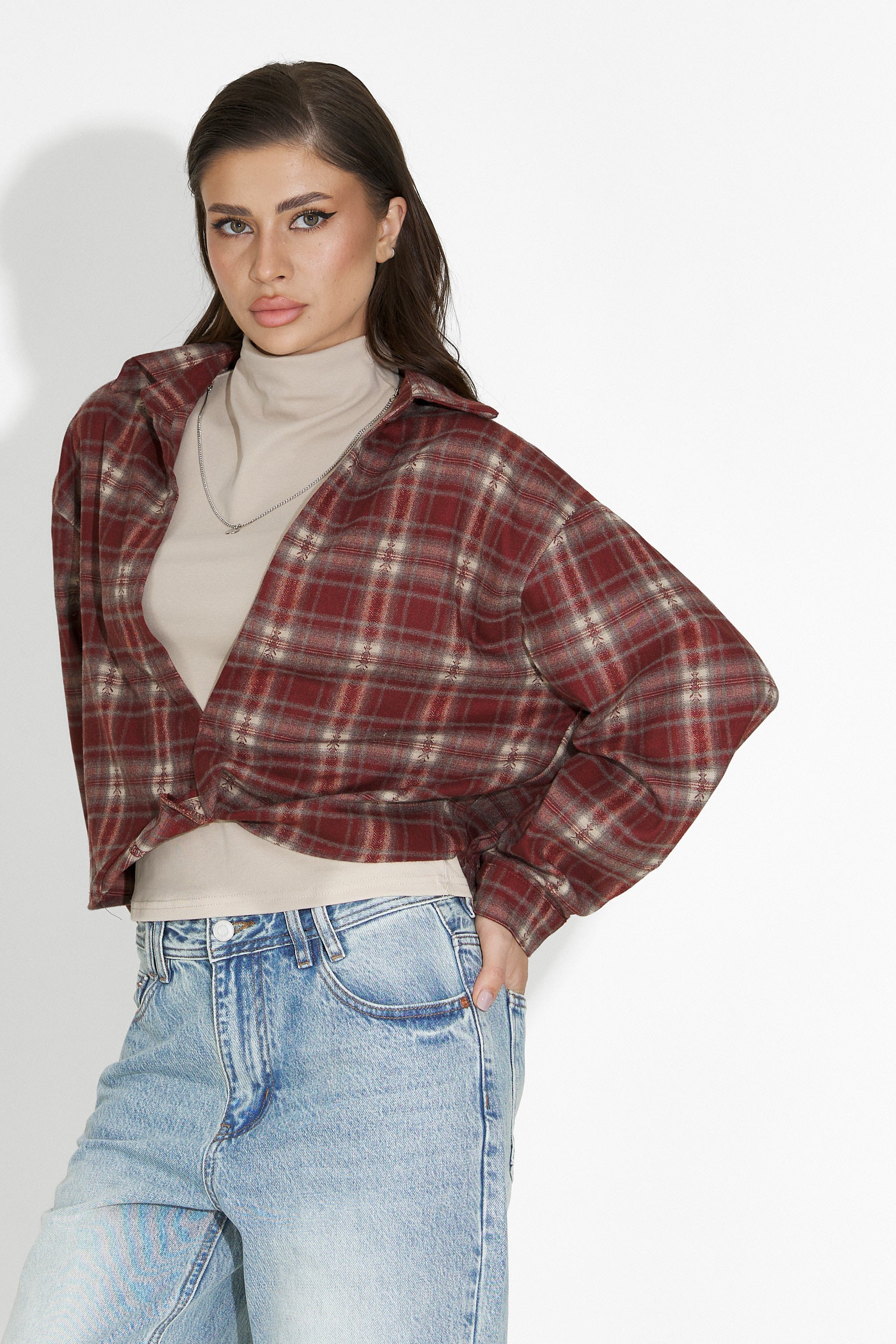 Σετ πουκάμισο γυναικείο + φανελάκι μπορντό Noielia Bogas