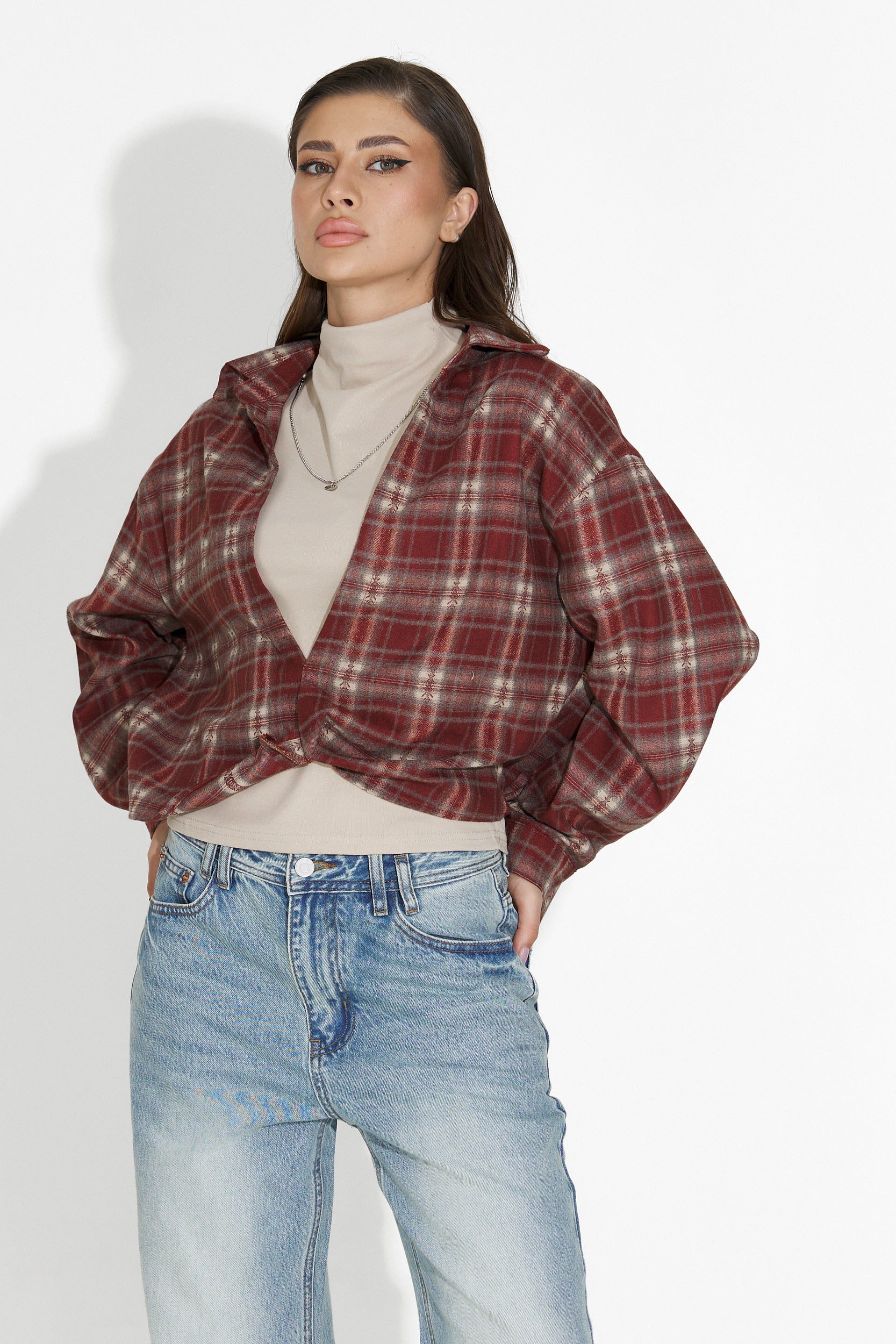 Noielia Bogas Damenhemd und Burgunder Tank Top Set