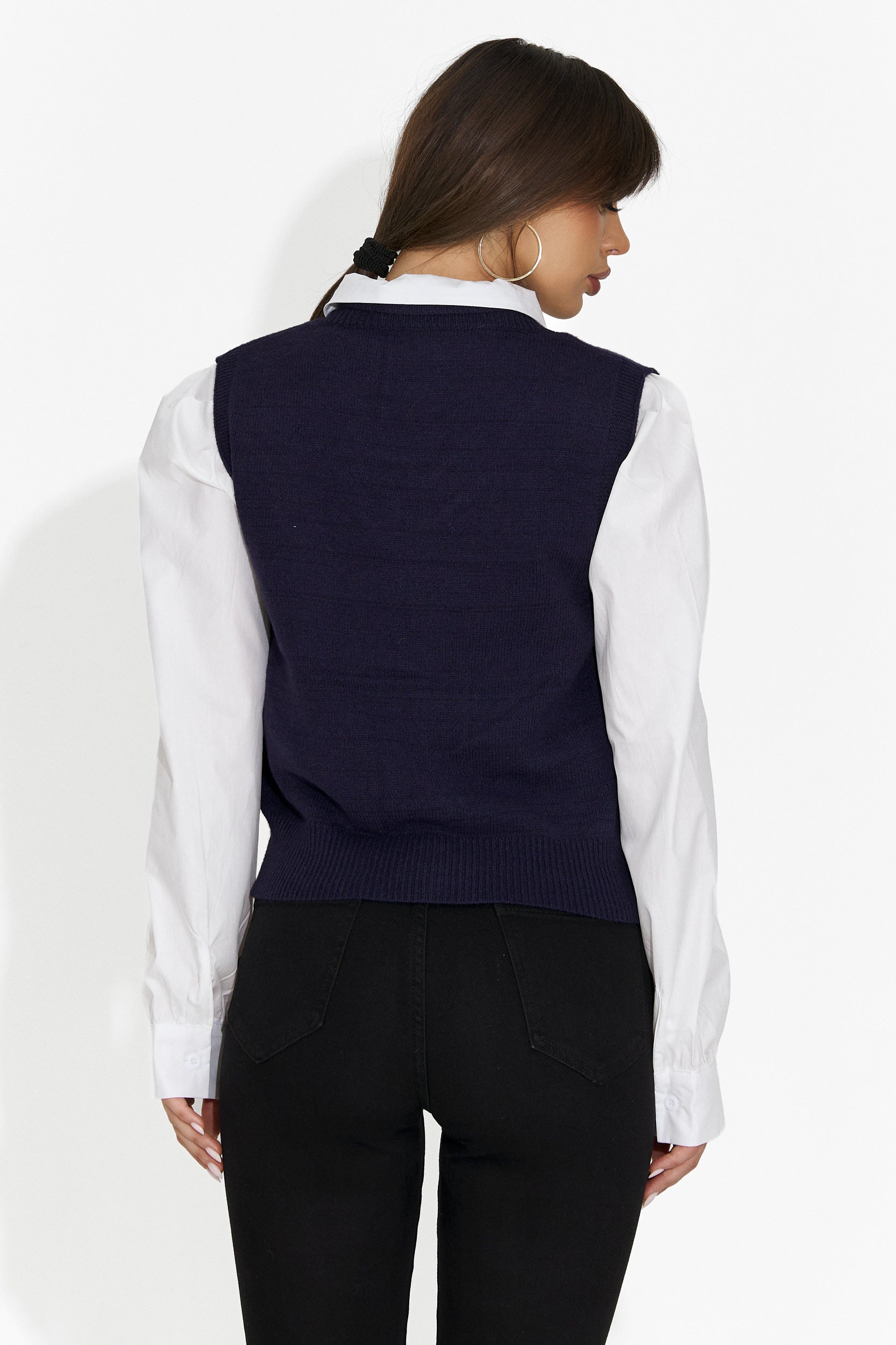 Set da Donna Ofeliana Bo 3 Pezzi Camicia + Gilet + Cravatta Blu