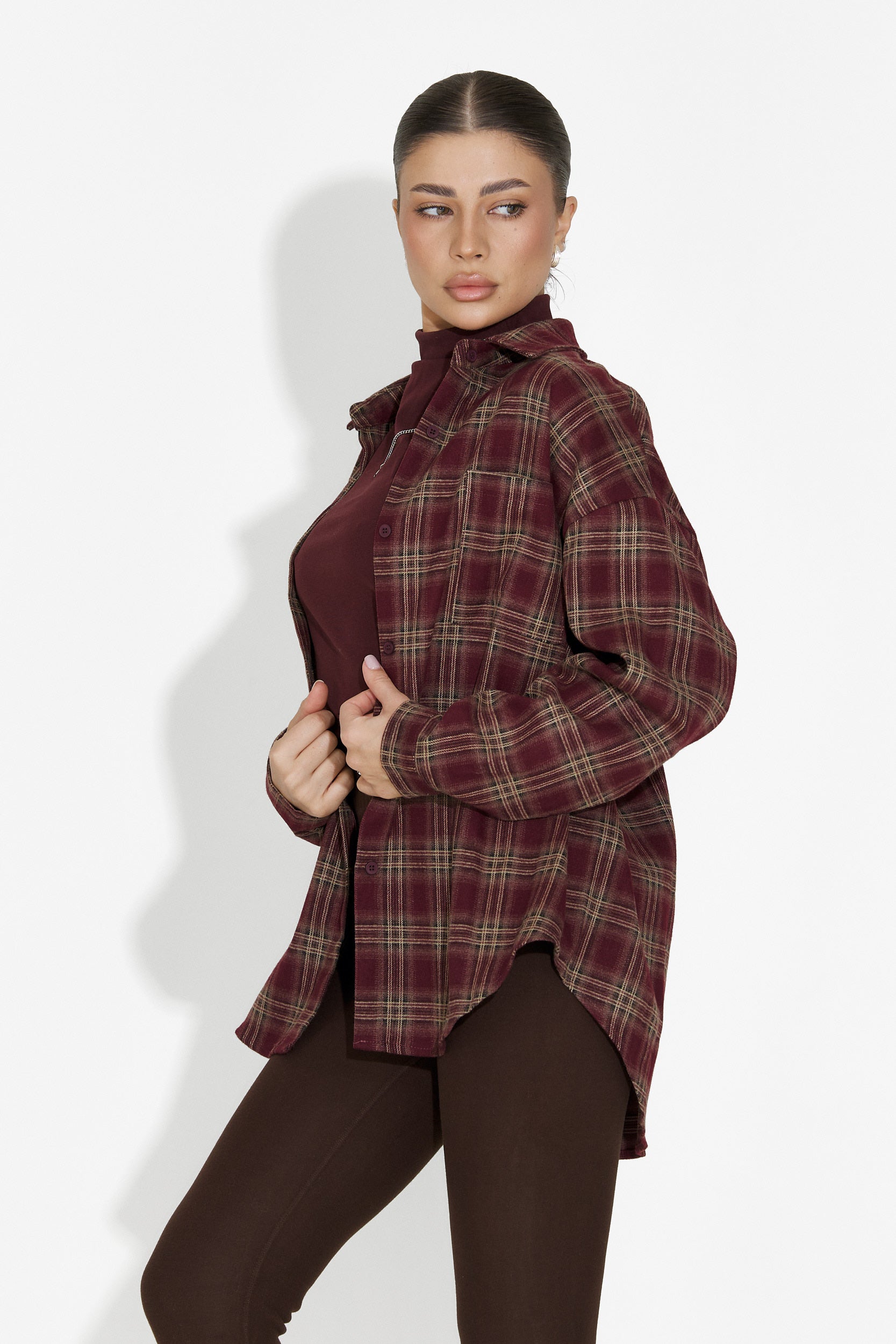 Σετ γυναικείο πουκάμισο + φανελάκι μπορντό Arlete Bogas