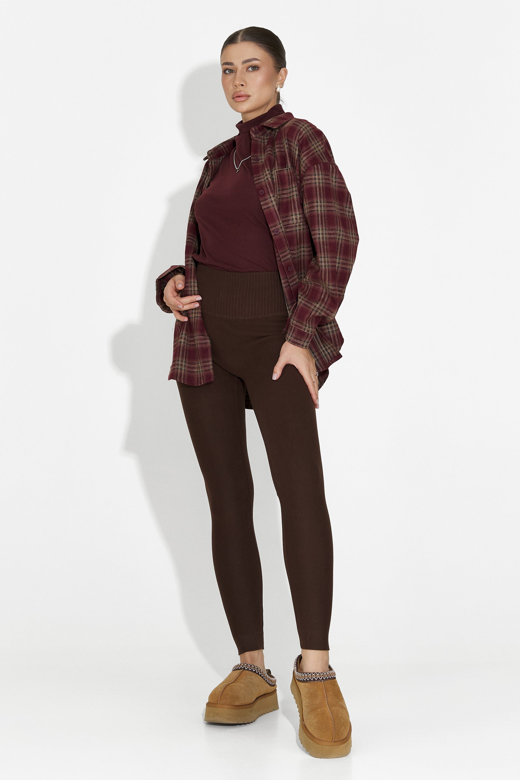 Σετ γυναικείο πουκάμισο + φανελάκι μπορντό Arlete Bogas