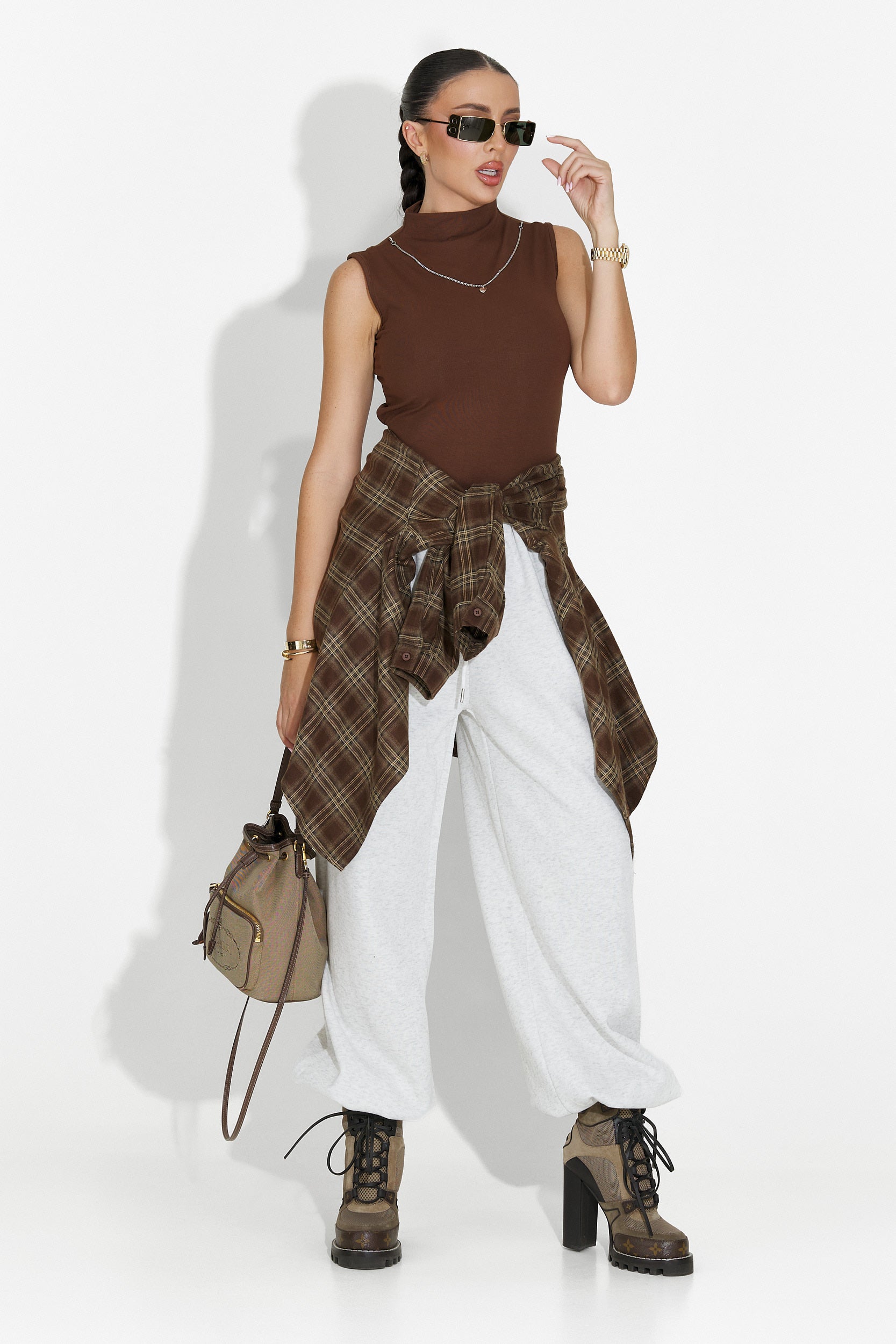 Σετ γυναικείο πουκάμισο + καφέ τοπ Arlete Bogas