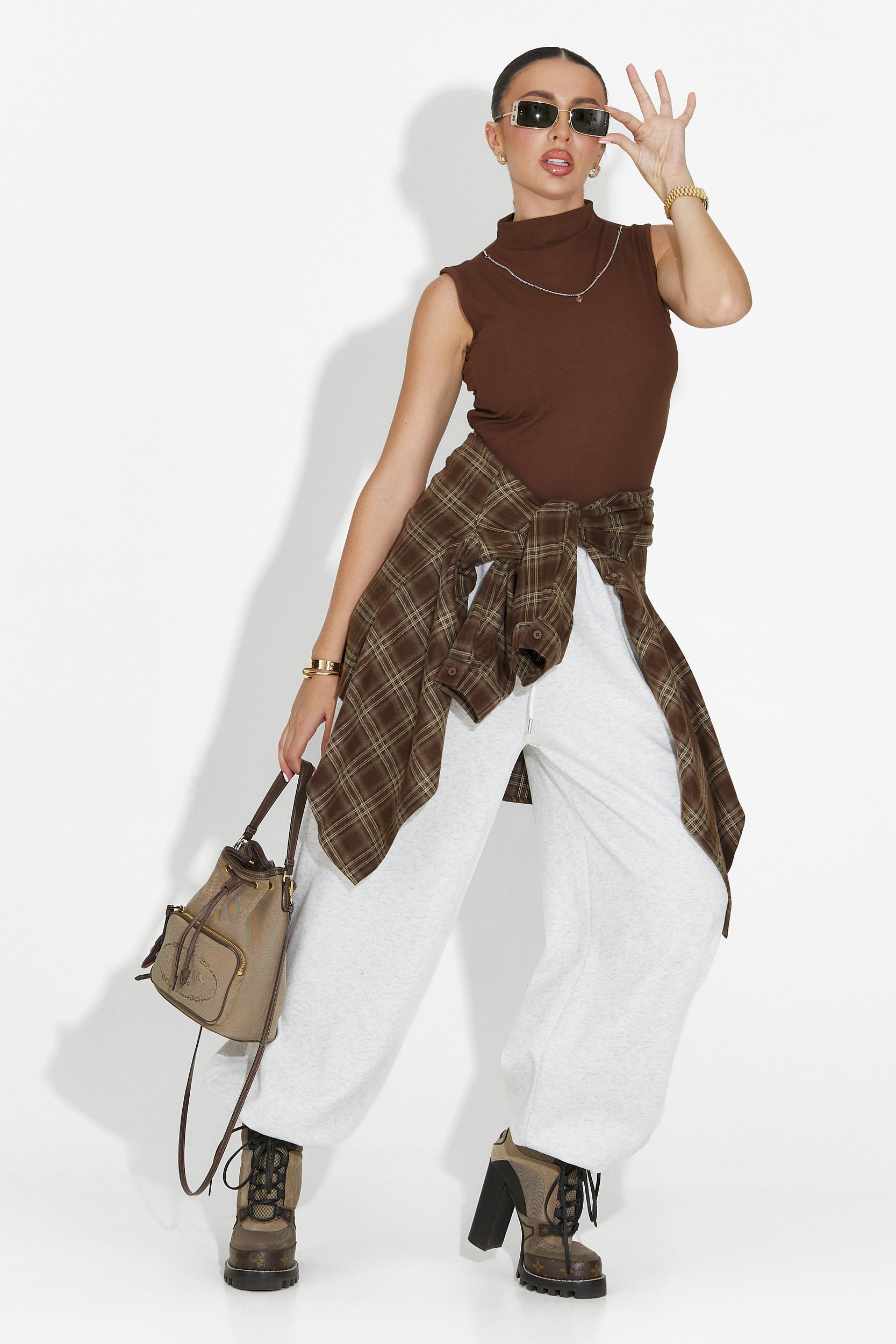 Σετ γυναικείο πουκάμισο + καφέ τοπ Arlete Bogas