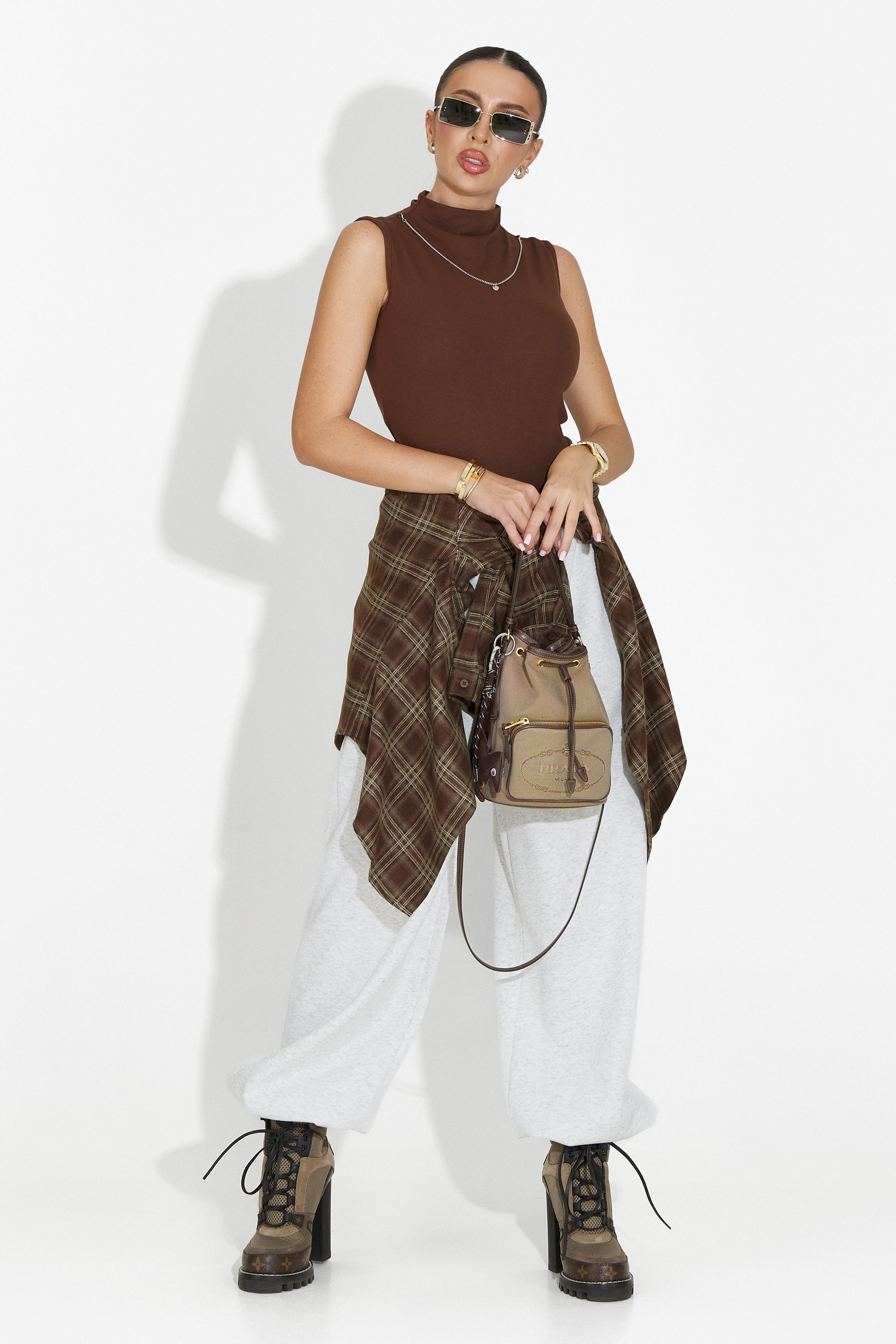 Σετ γυναικείο πουκάμισο + καφέ τοπ Arlete Bogas