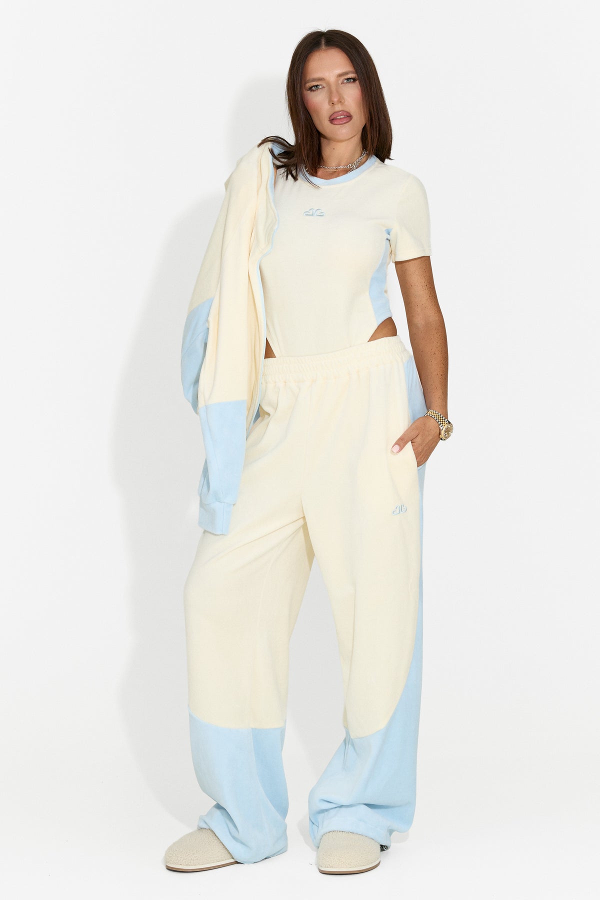 Women's casual 3-piece cream tracksuit Velydvieria Bogas