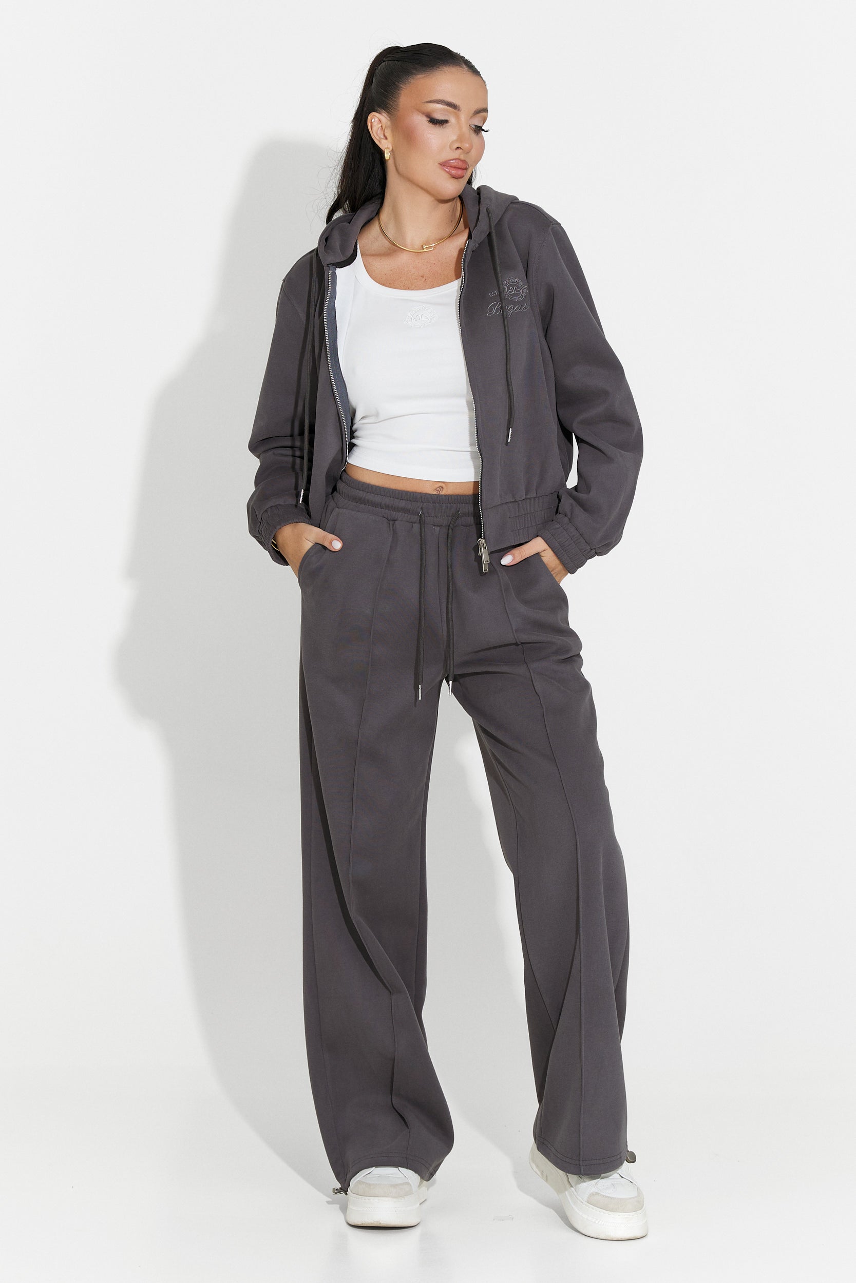 Γυναικείο casual κοστούμι σκούρο γκρι Lorisea Bogas