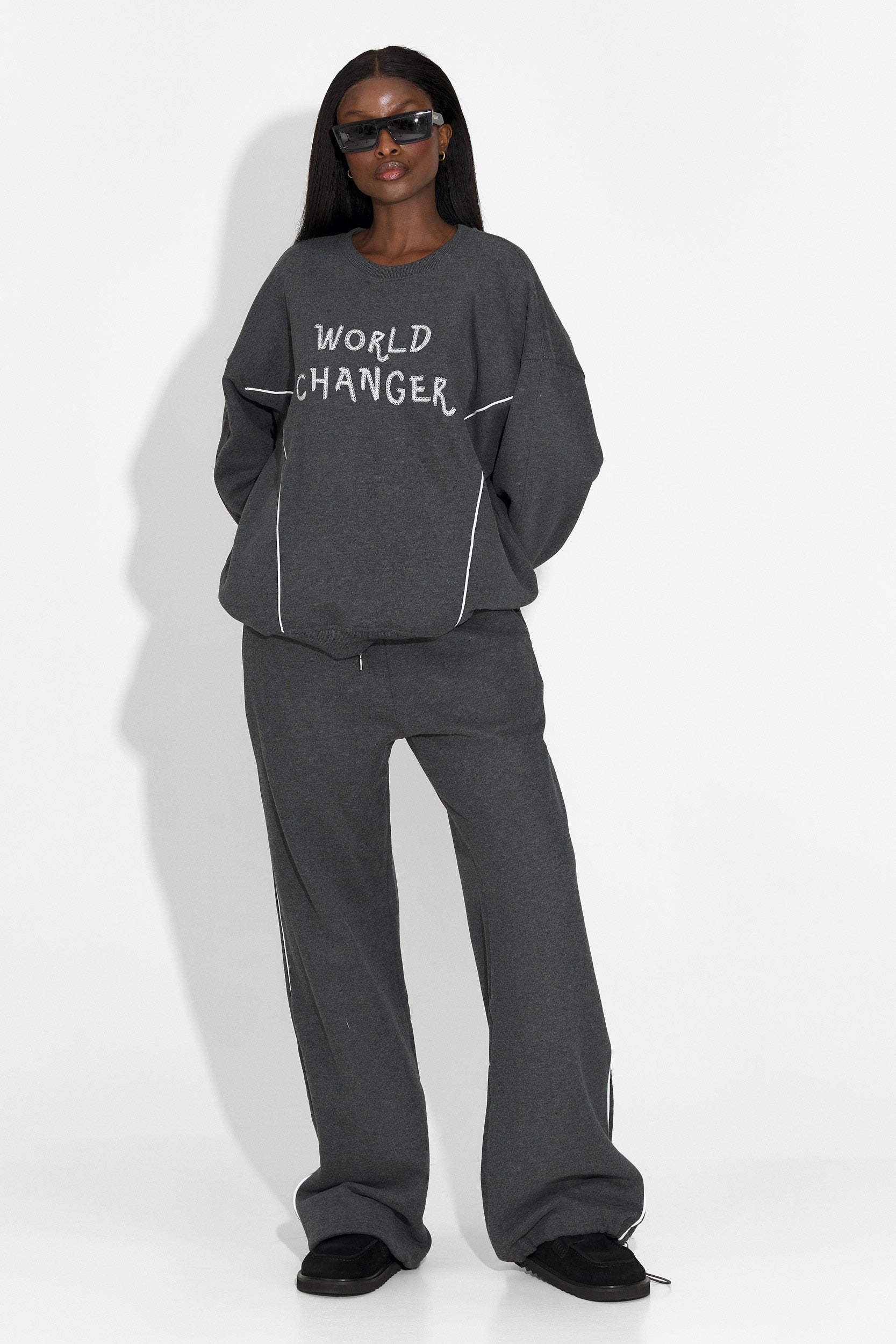 Σετ γυναικείο casual σκούρο γκρι Pavora Bogas