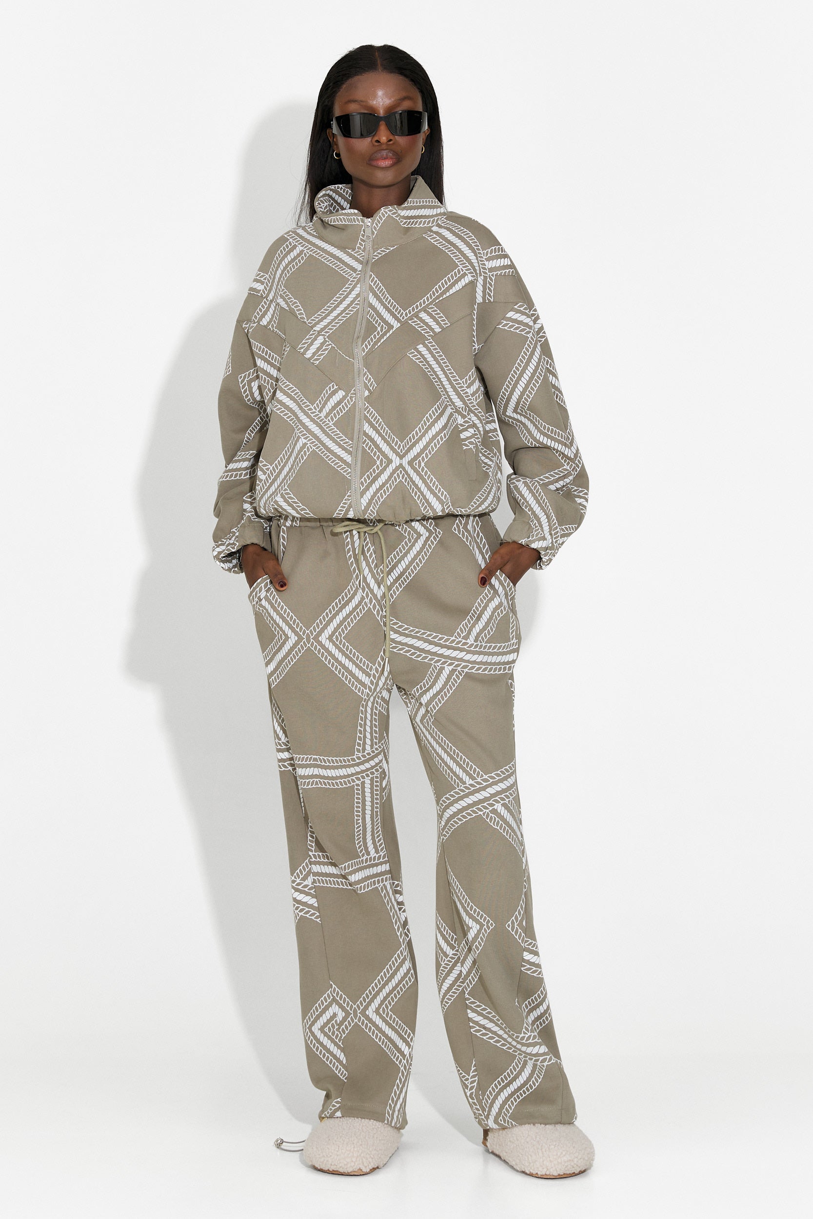 Kristela Bogas Casual Khaki Women's Training Suit