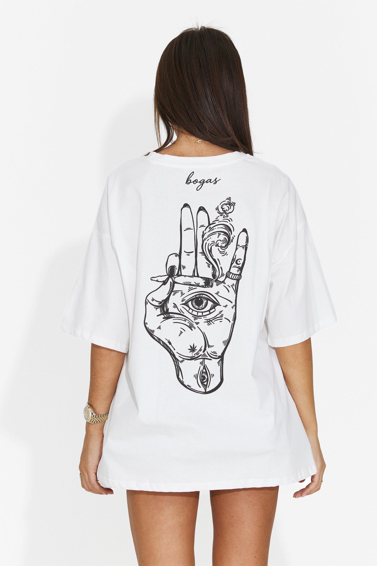 Tricou casual alb Chmiuira Bogas