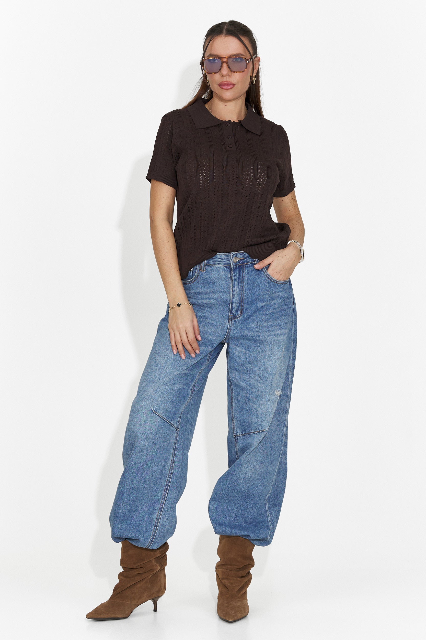 Γυναικείο καφέ καθημερινό μπλουζάκι Nerida Bogas