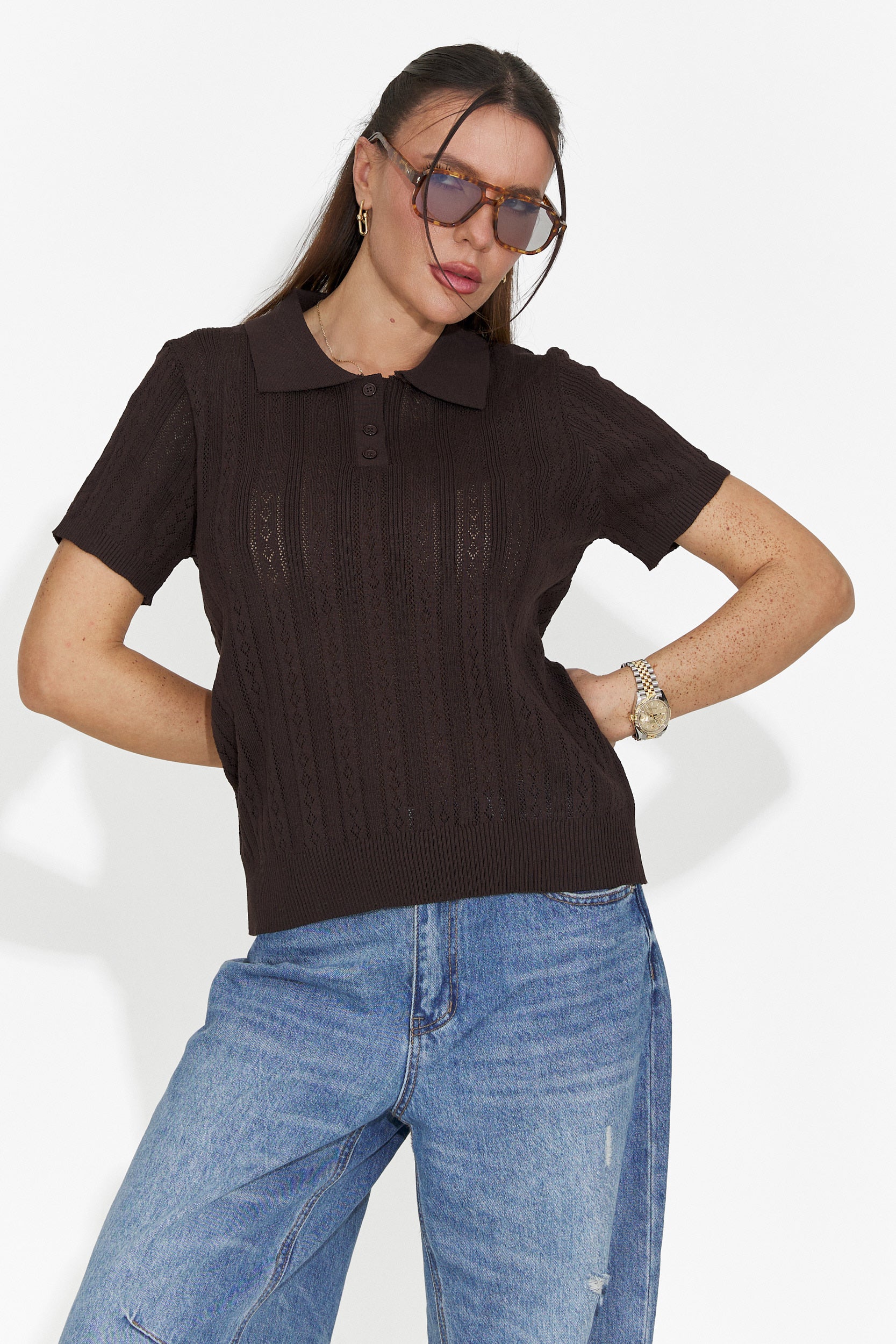 Γυναικείο καφέ καθημερινό μπλουζάκι Nerida Bogas