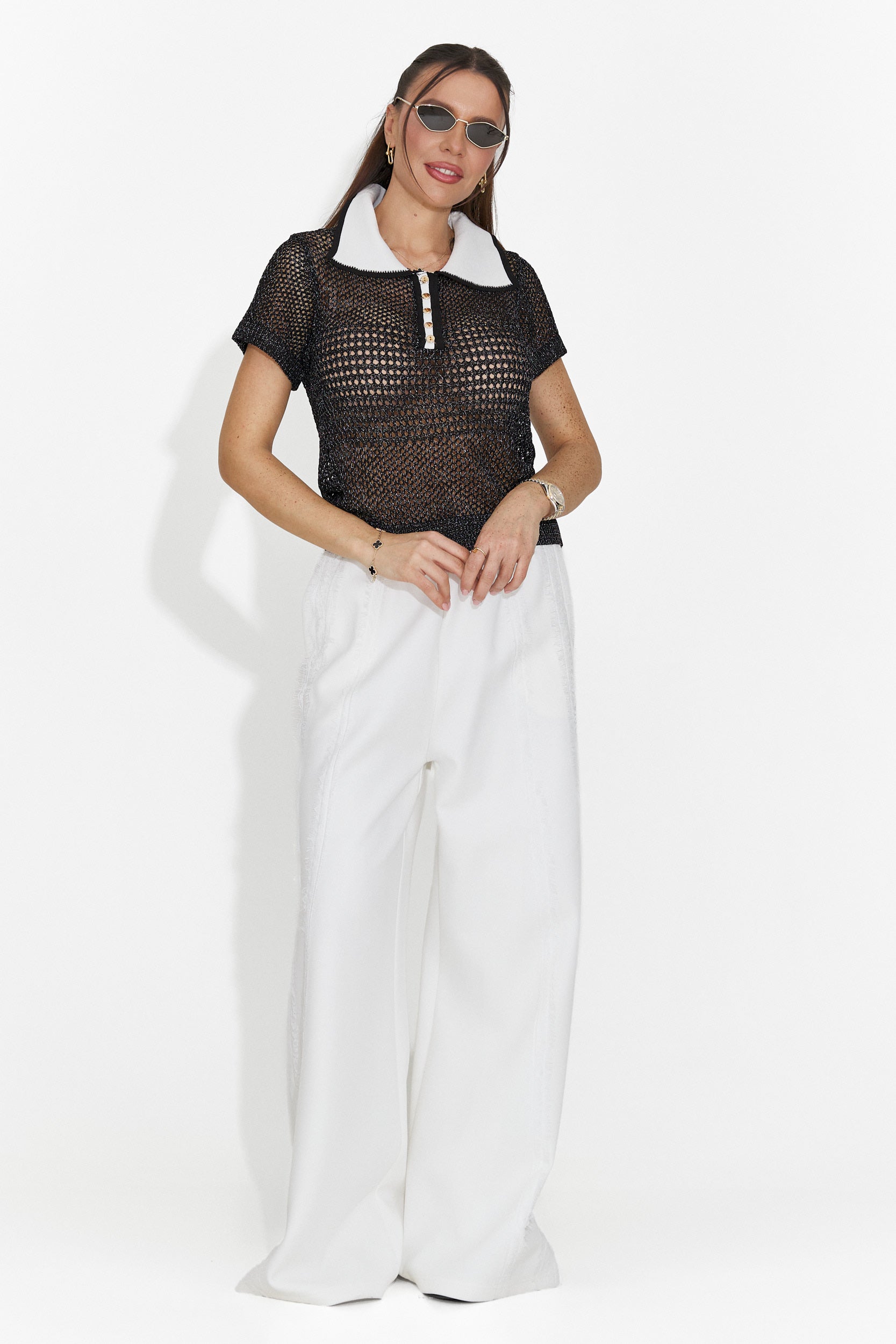 Women's casual black t-shirt Raluka Bogas