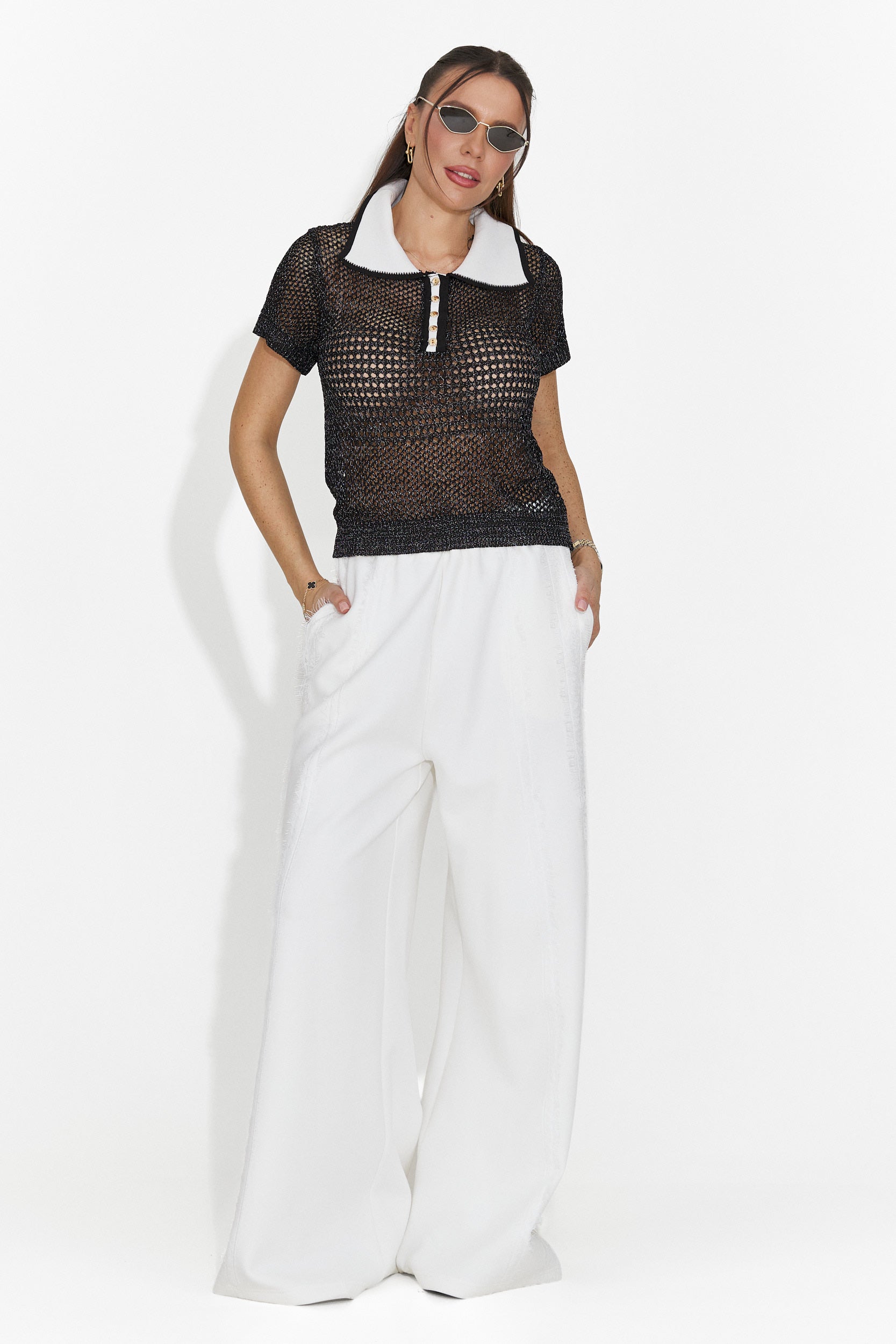 Women's casual black t-shirt Raluka Bogas