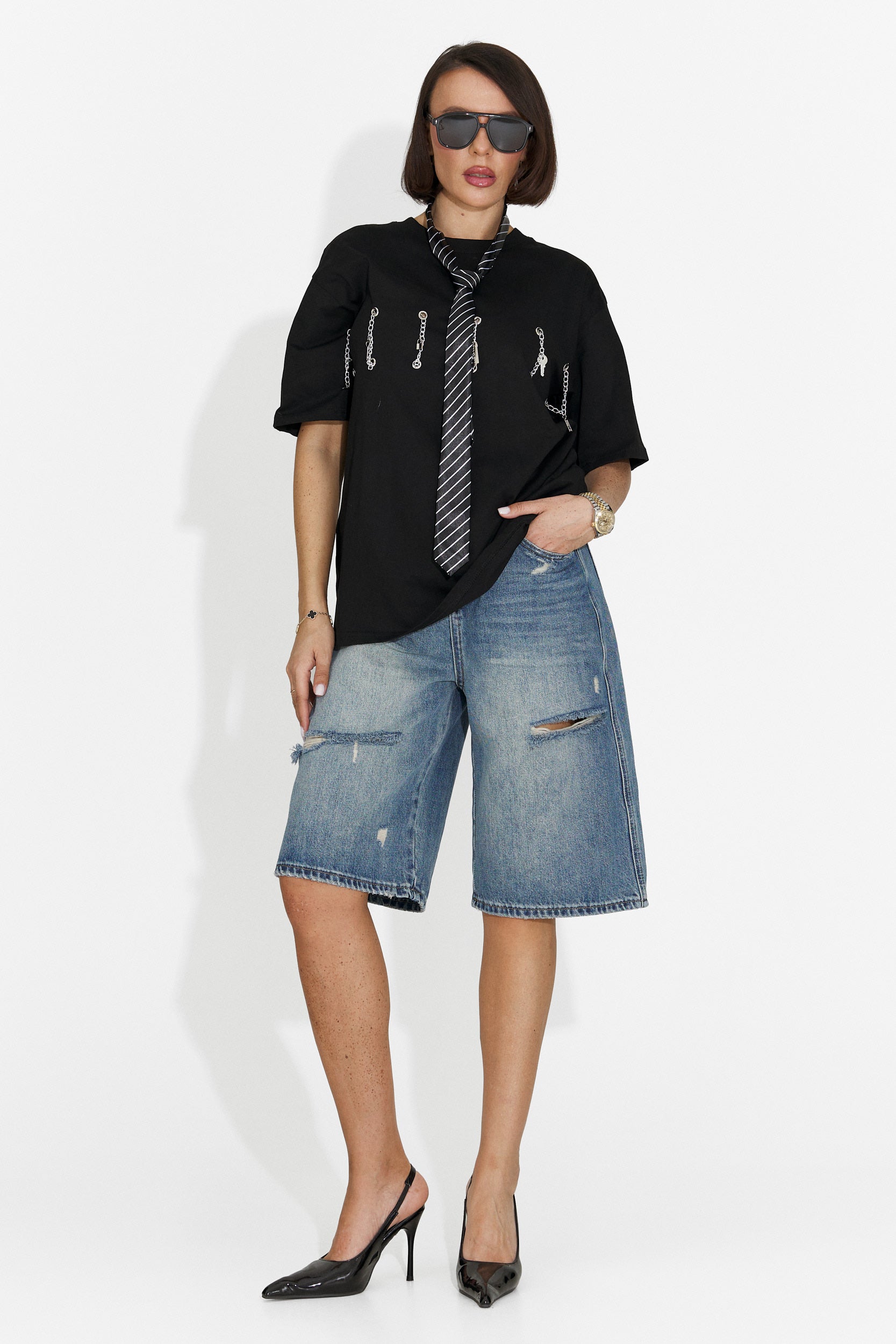 Tricou dama casual negru Wisteria Bogas
