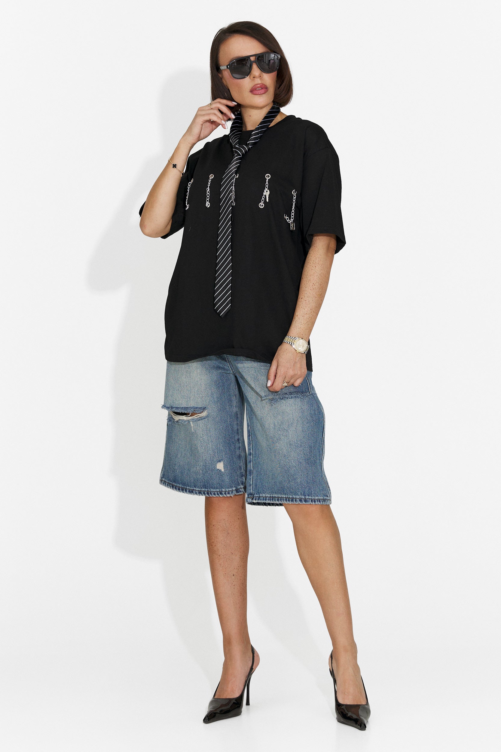 Tricou dama casual negru Wisteria Bogas