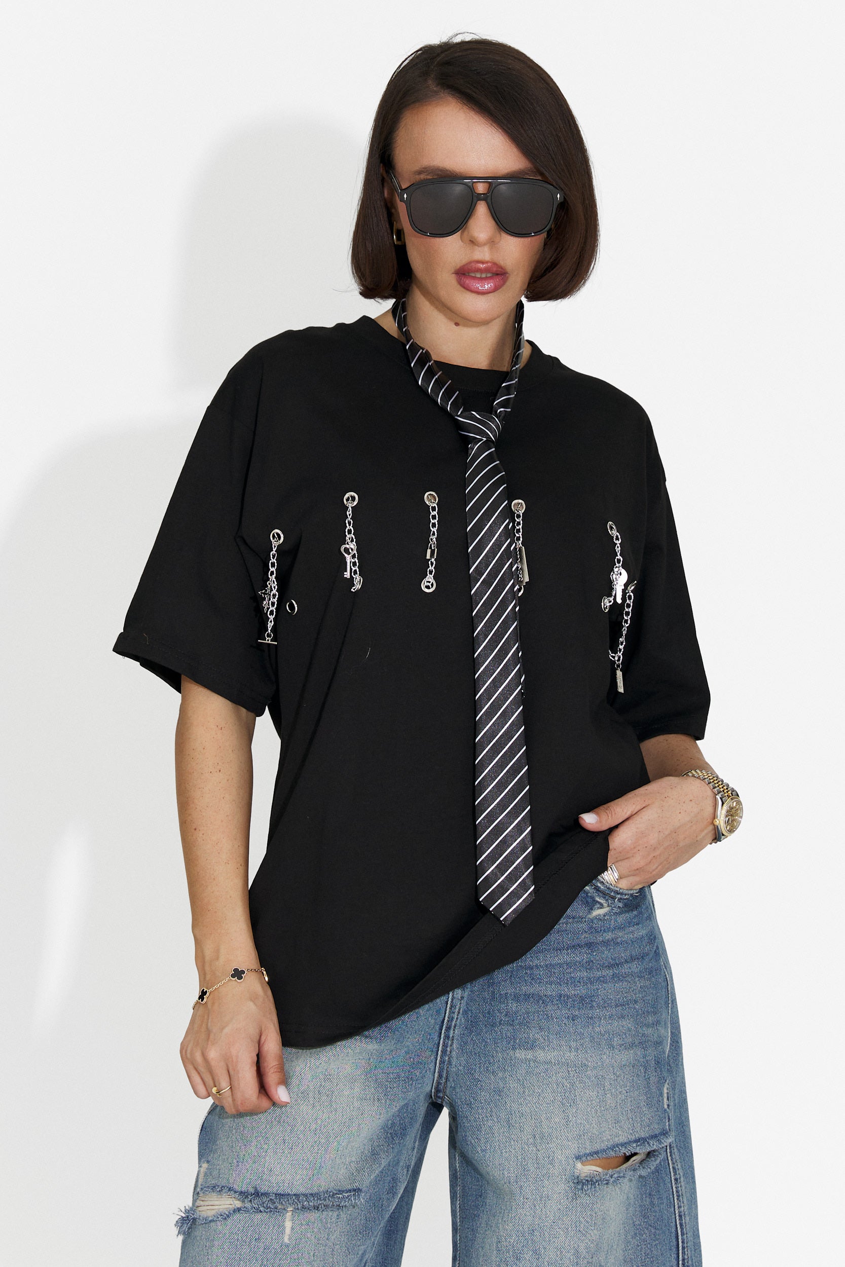 Tricou dama casual negru Wisteria Bogas