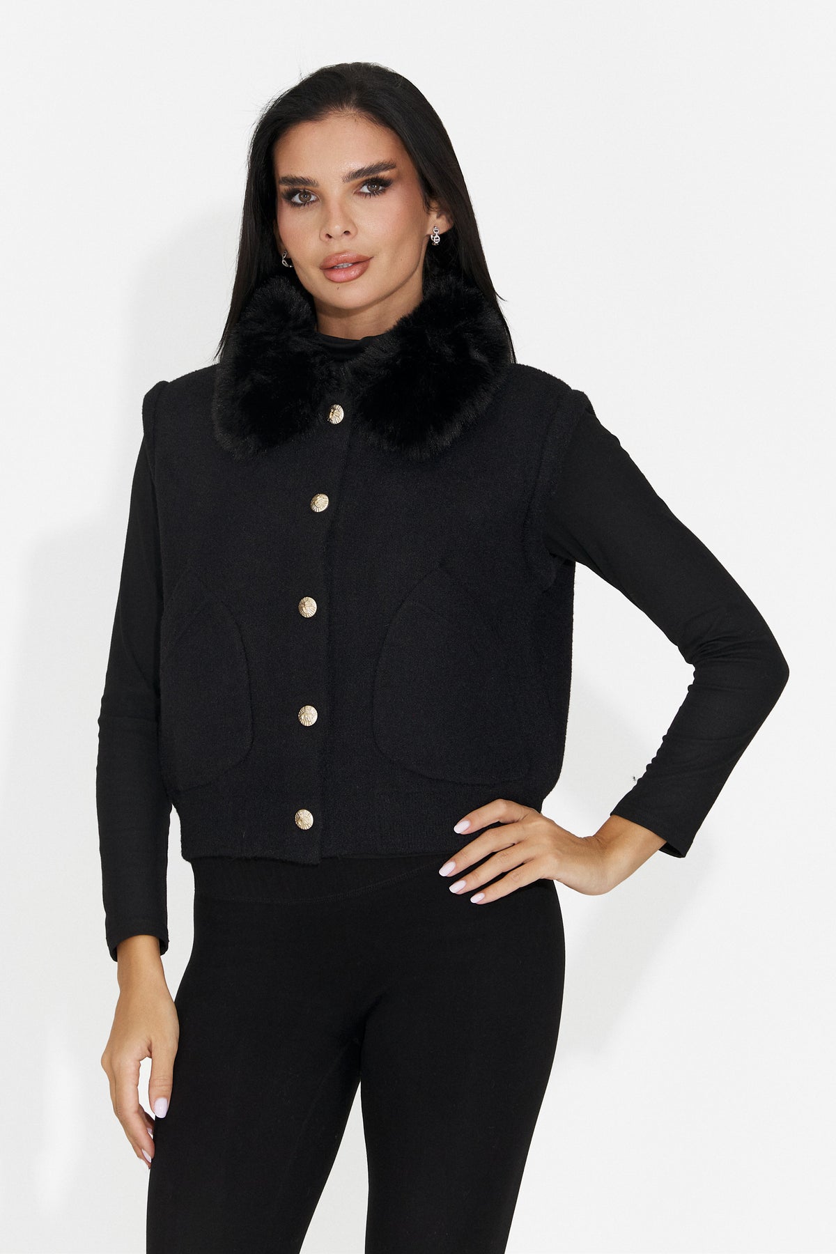 Vesta casual neagra Chocesia Bogas