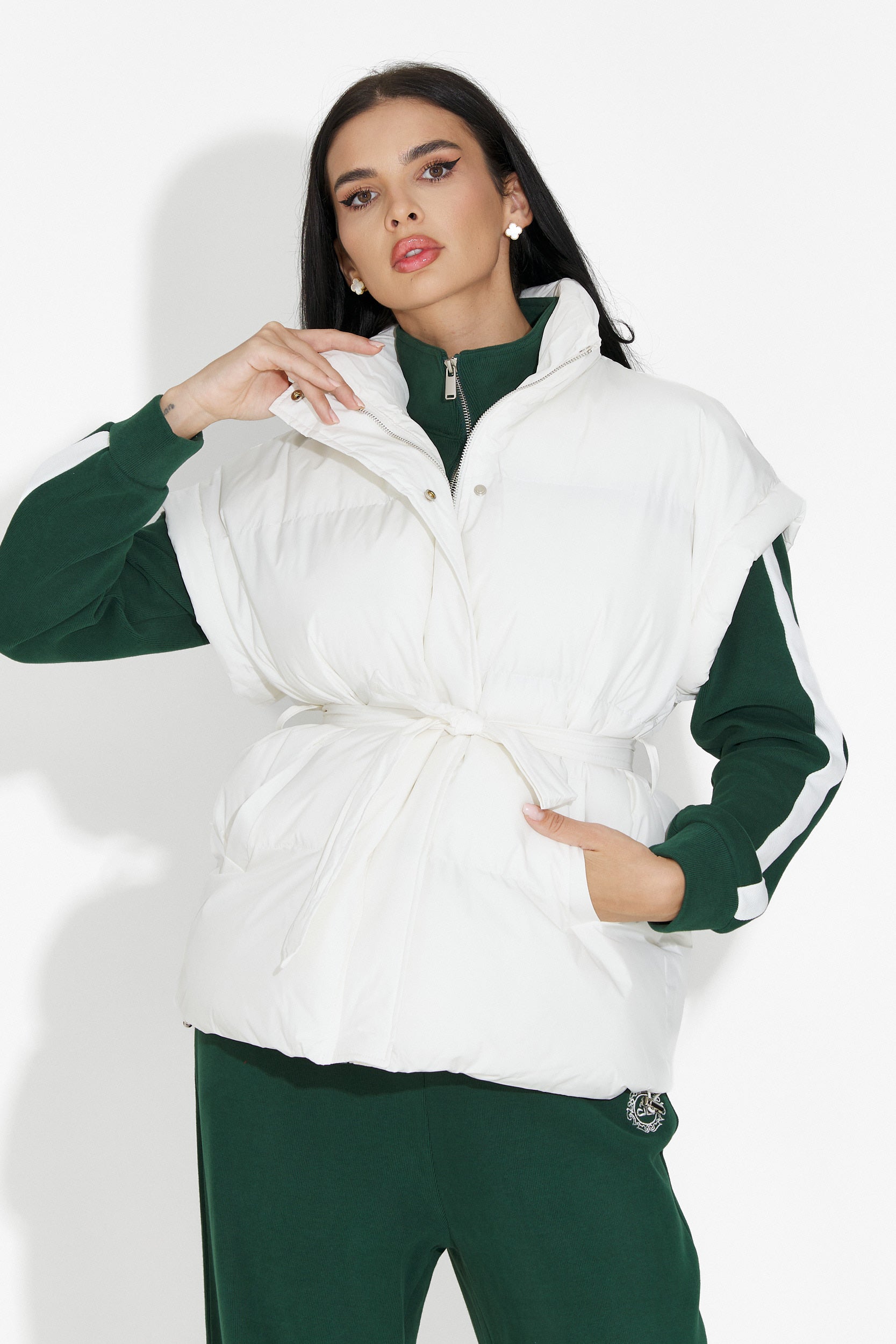 Biała casualowa kamizelka damska Denoria Bogas