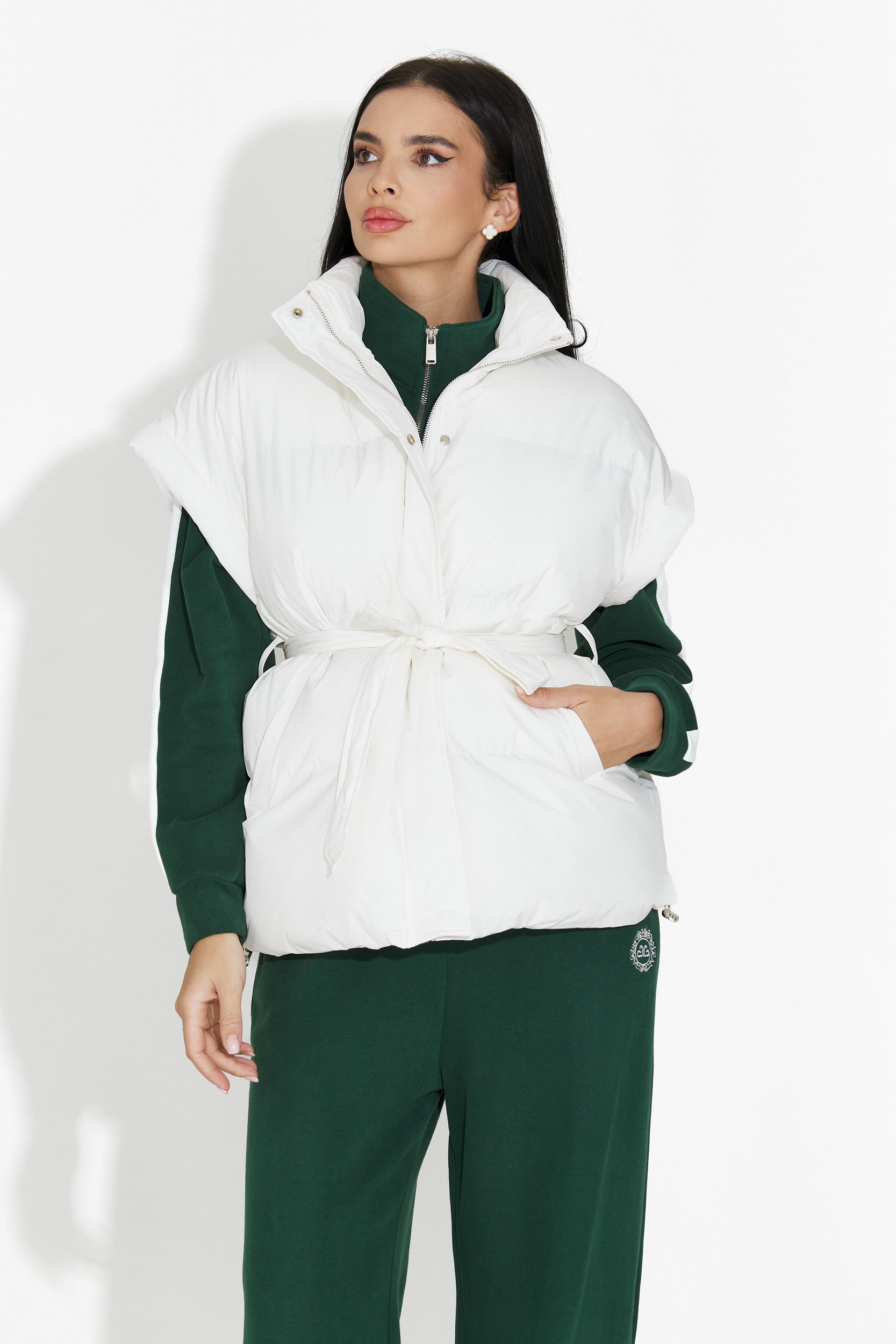 Biała casualowa kamizelka damska Denoria Bogas