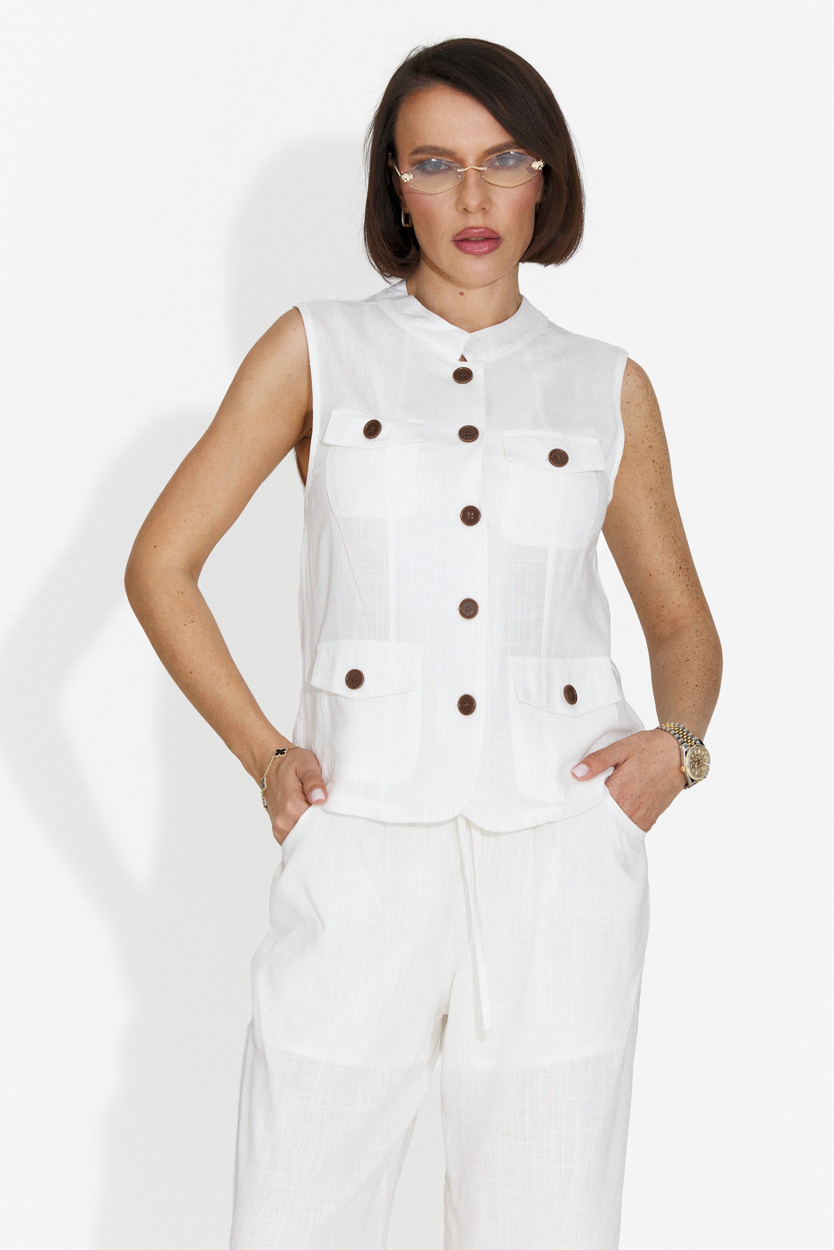 Chaleco Casual Blanco para Mujer de Glory Bogas