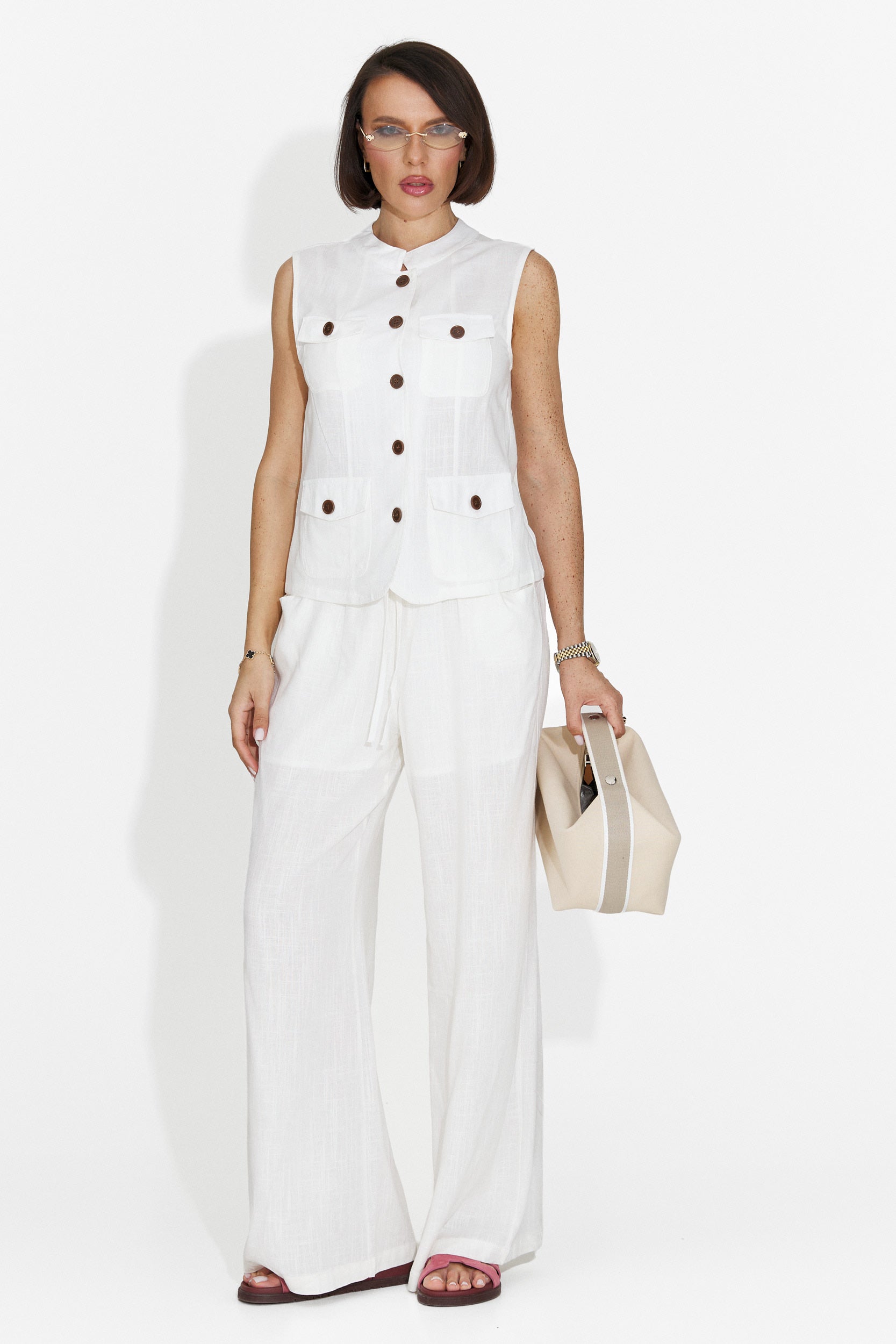 Chaleco Casual Blanco para Mujer de Glory Bogas