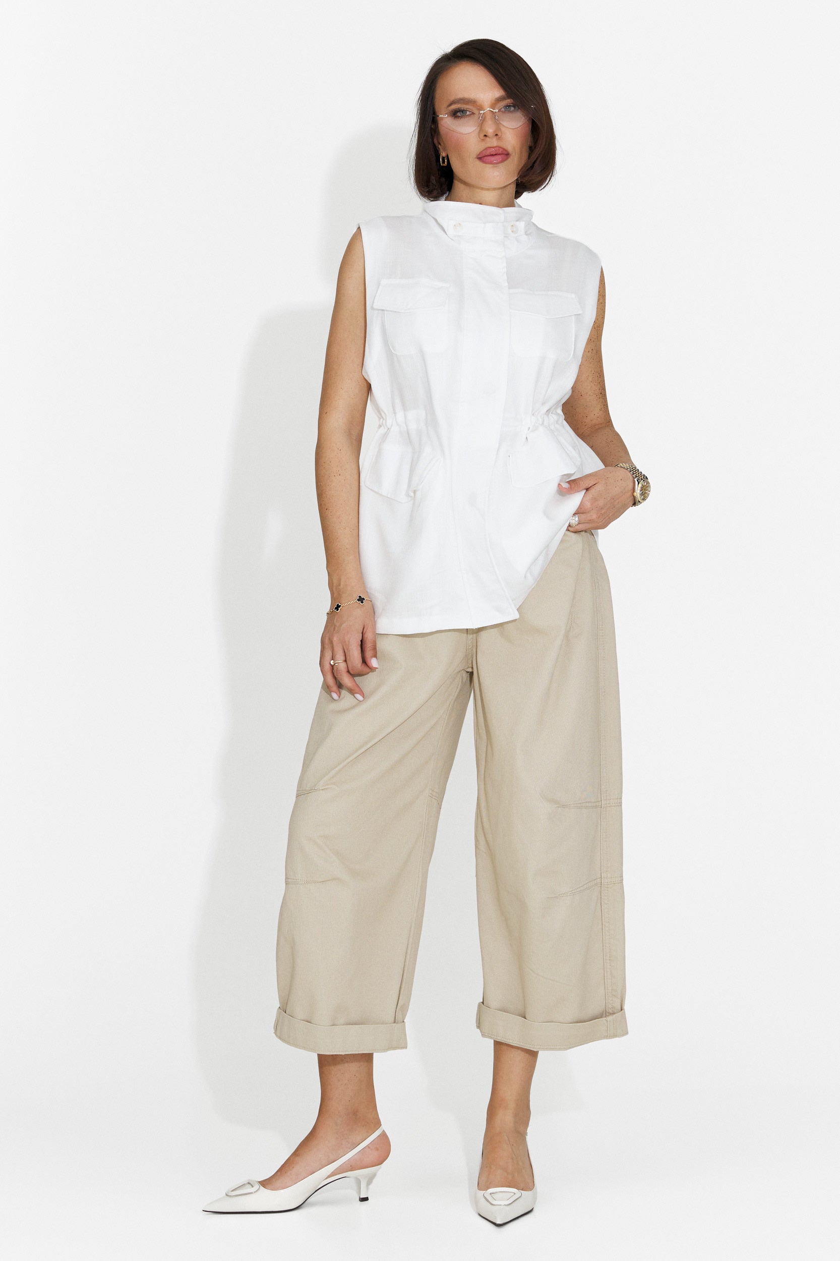 Chaleco Blanco Casual para Mujer de Petynia Bogas