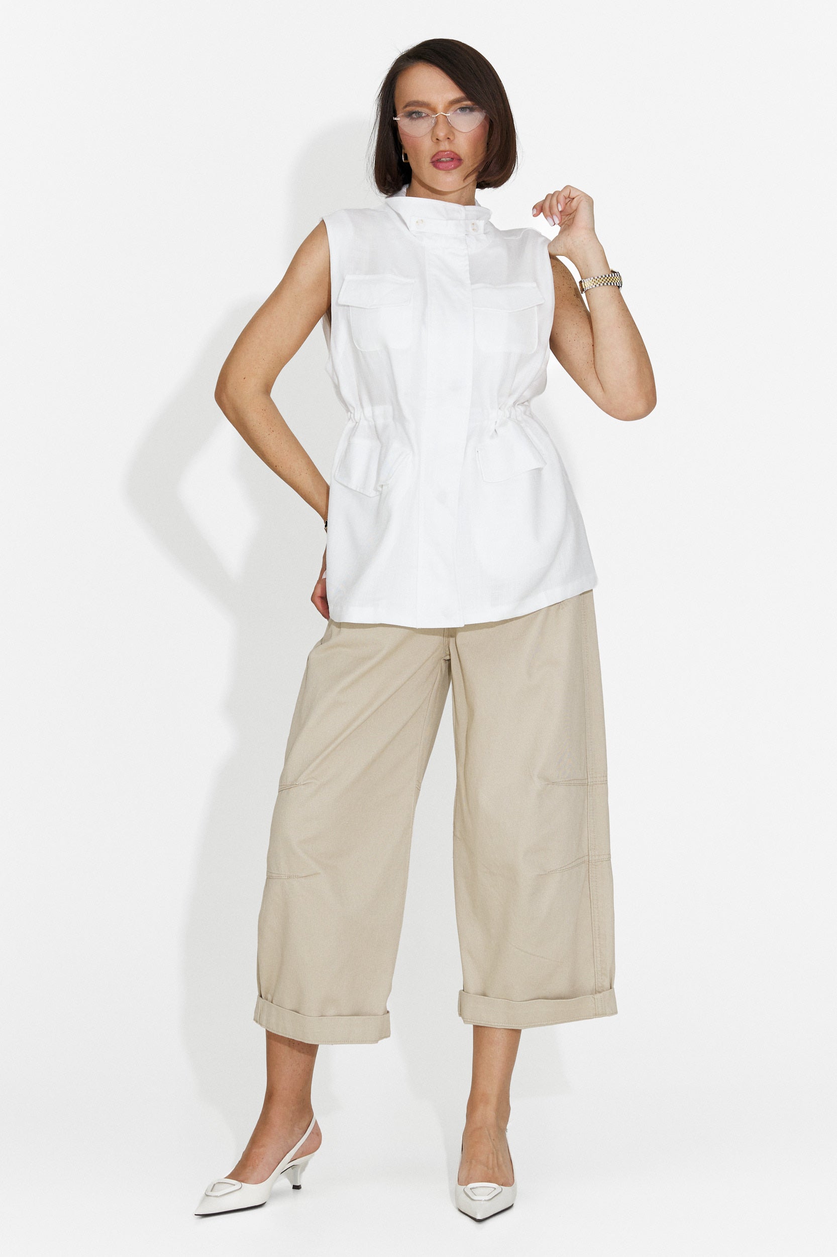 Chaleco Blanco Casual para Mujer de Petynia Bogas