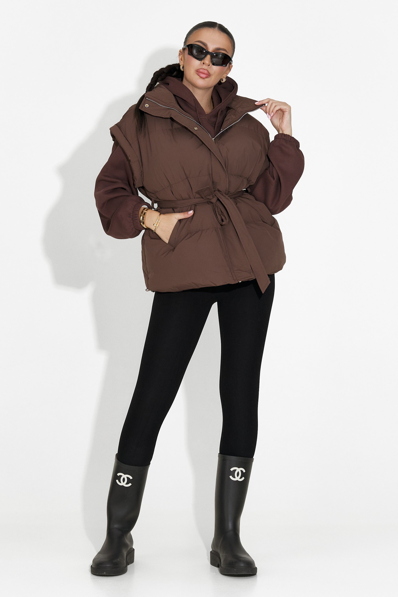 Kamizelka damska casual brązowa Denoria Bogas