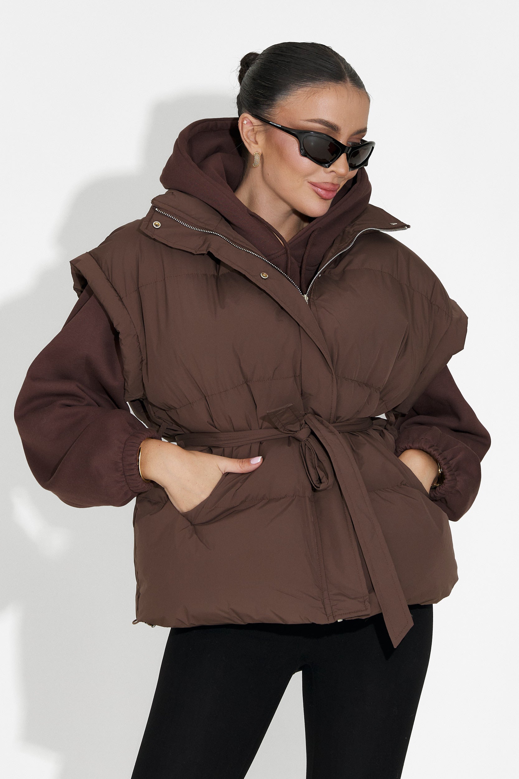 Kamizelka damska casual brązowa Denoria Bogas