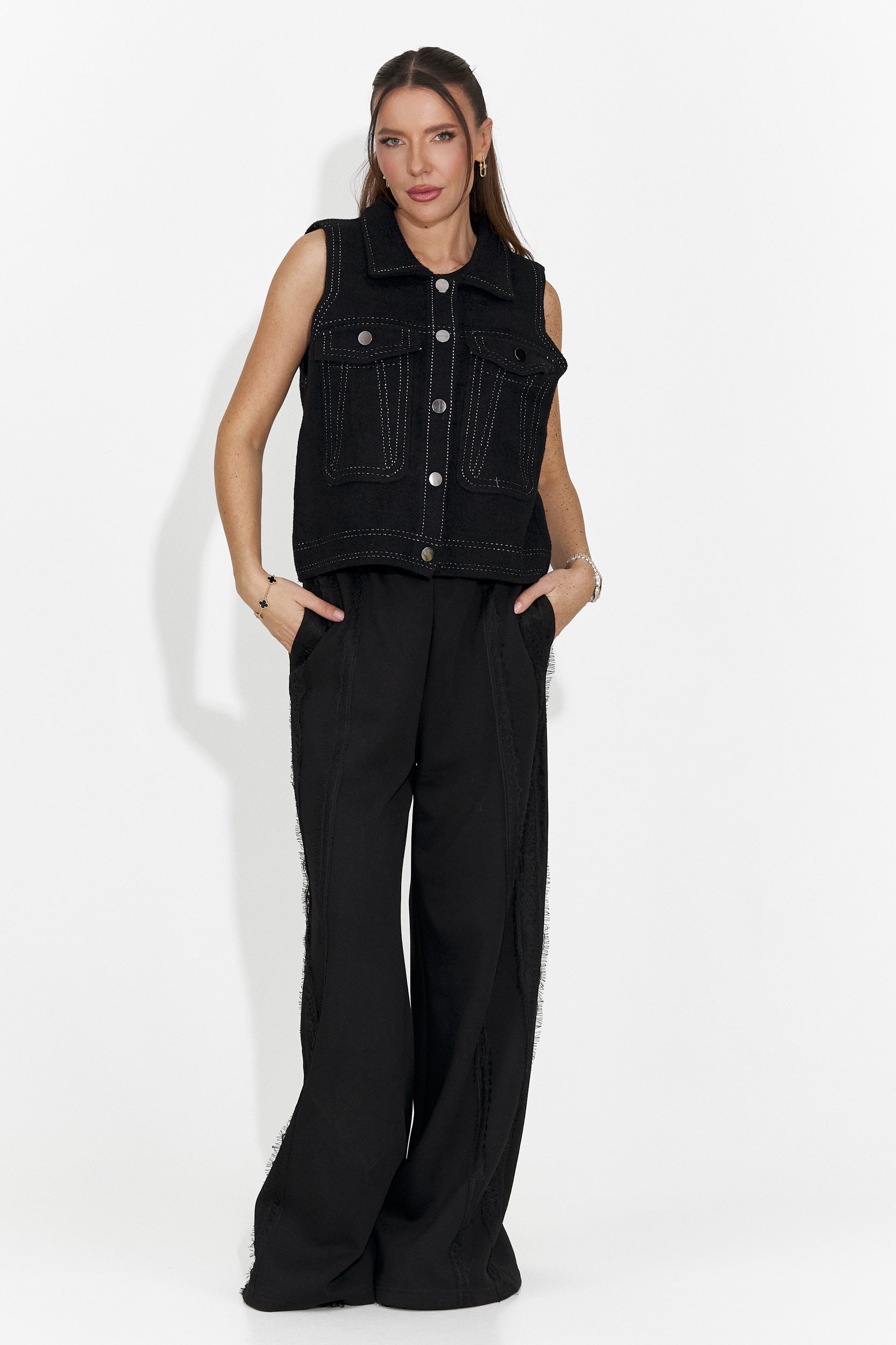 Kaleria Bogas Czarna Codzienna Kamizelka dla Kobiet