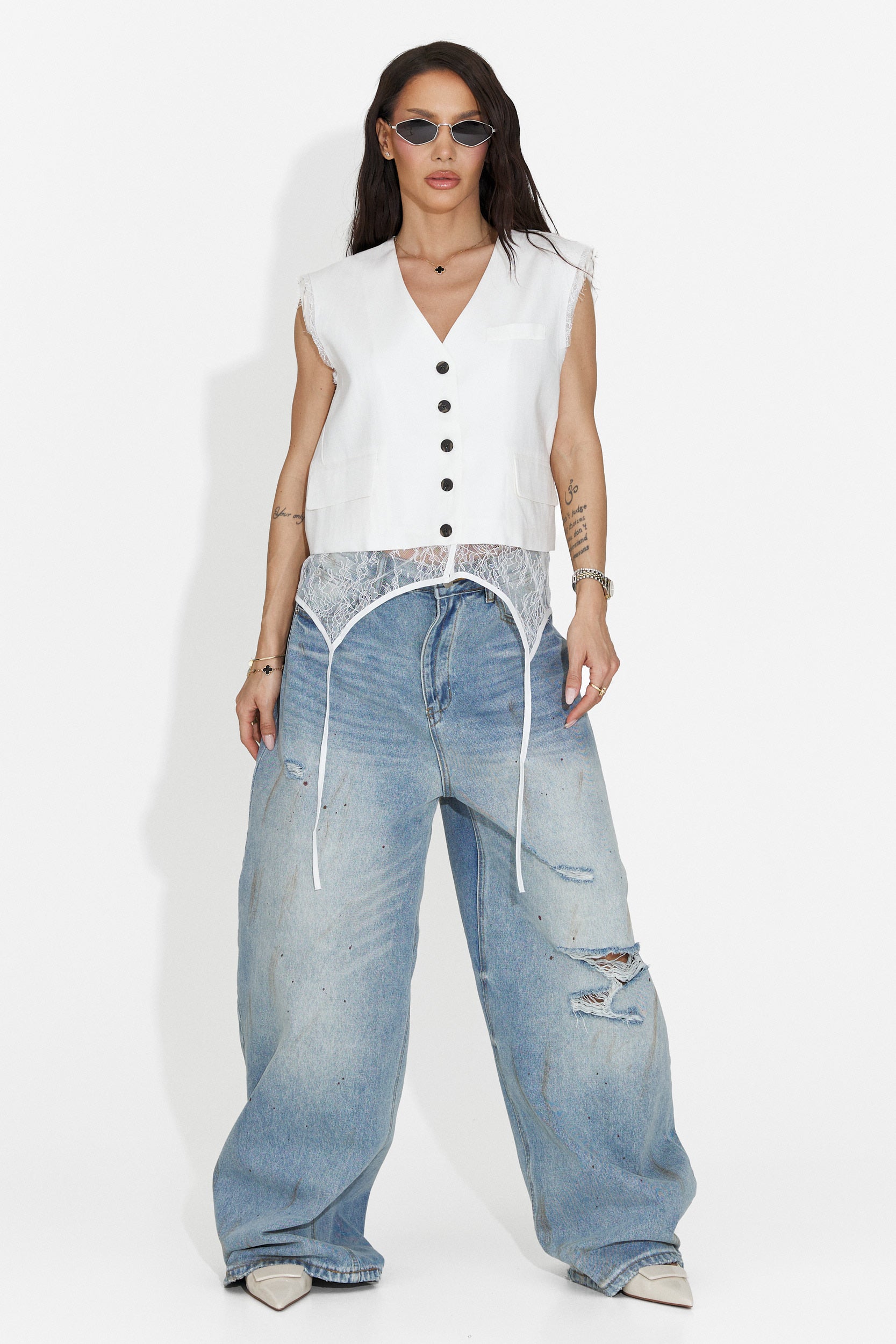 Ophelia Bogas Elegant White Ladies Vest