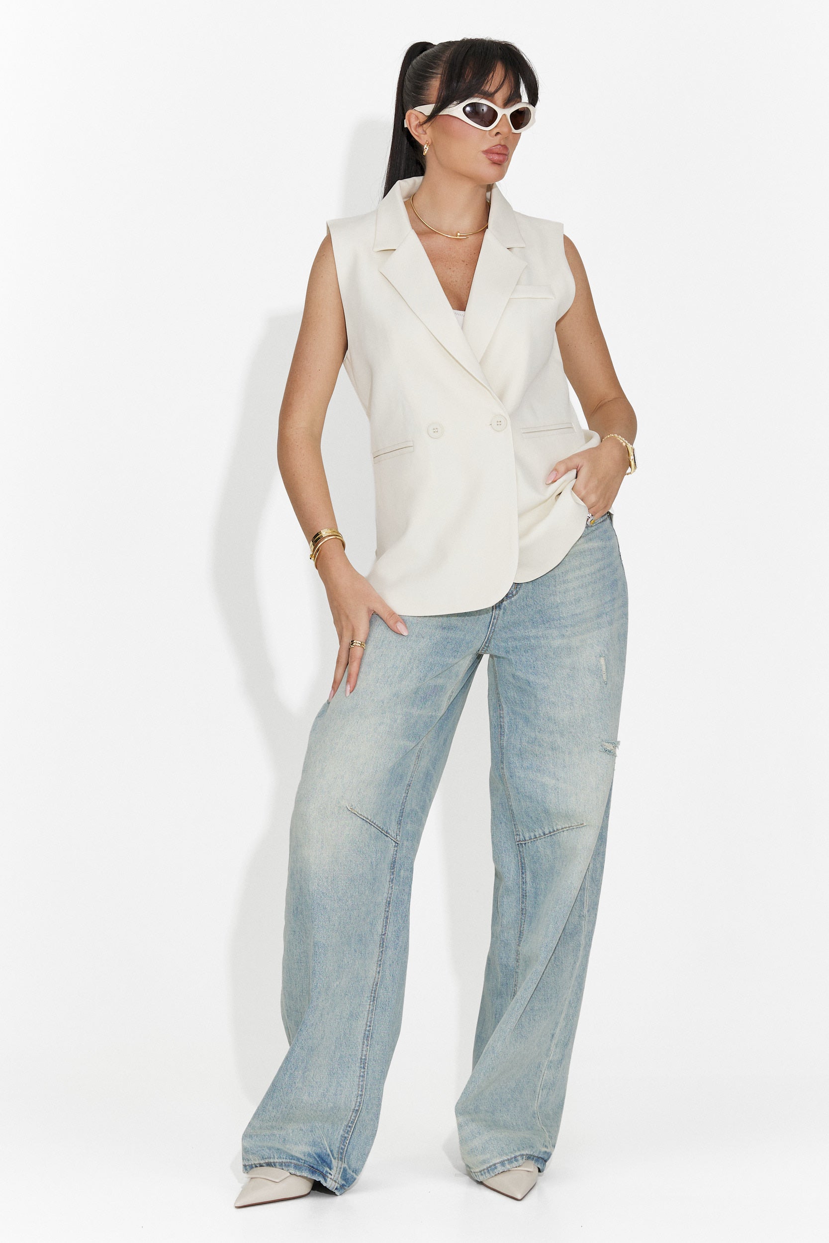 Elegantní Krémová Meghan Bogas Dámská Vesta