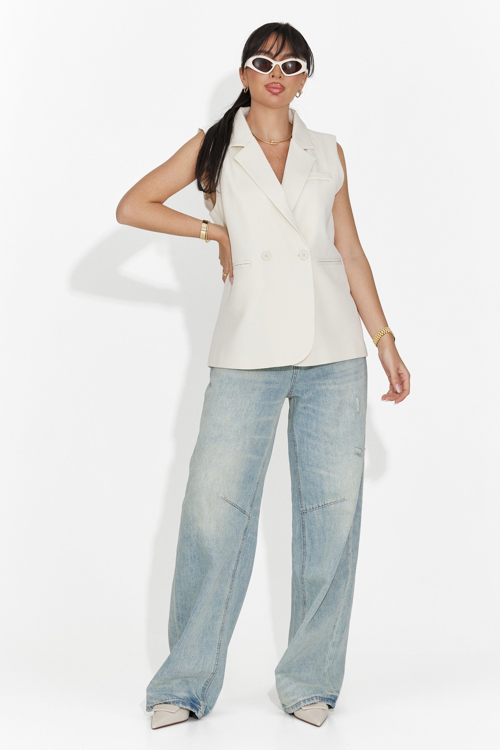 Elegantní Krémová Meghan Bogas Dámská Vesta