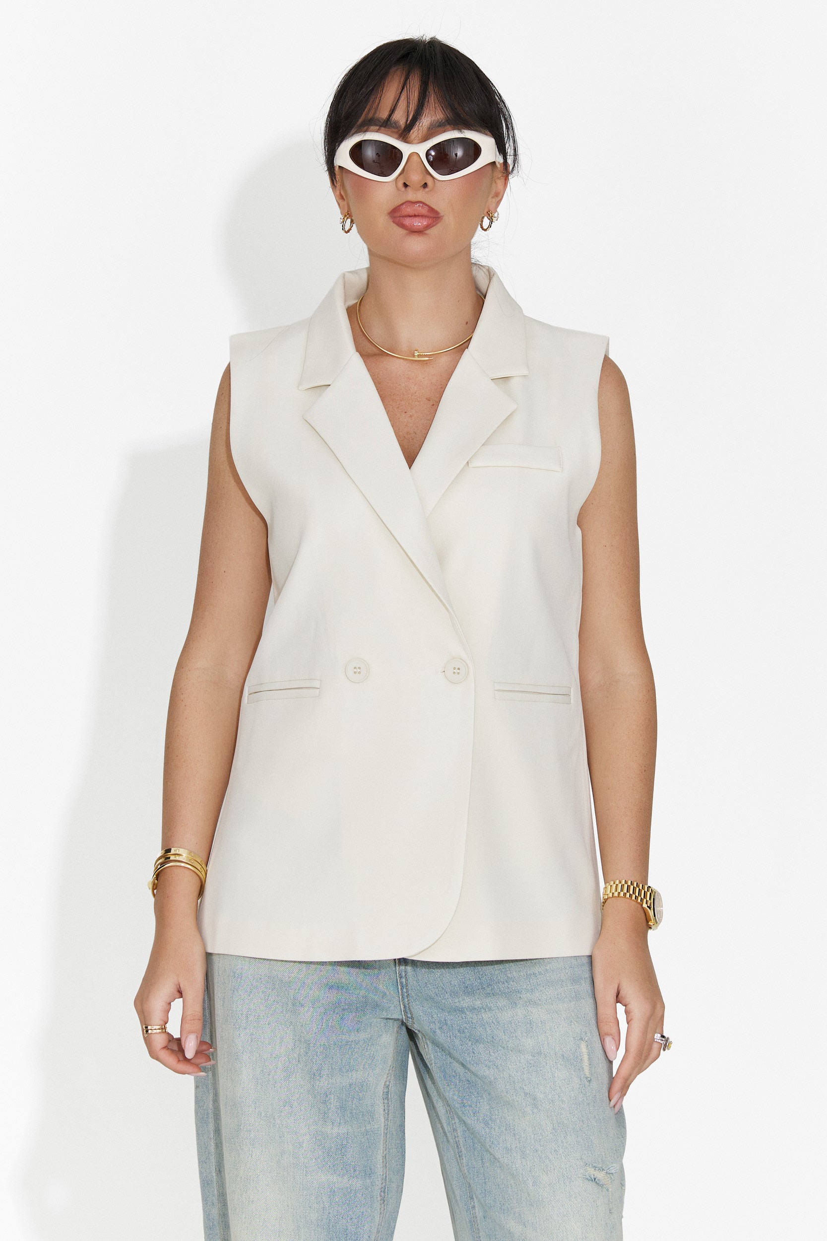 Elegantní Krémová Meghan Bogas Dámská Vesta