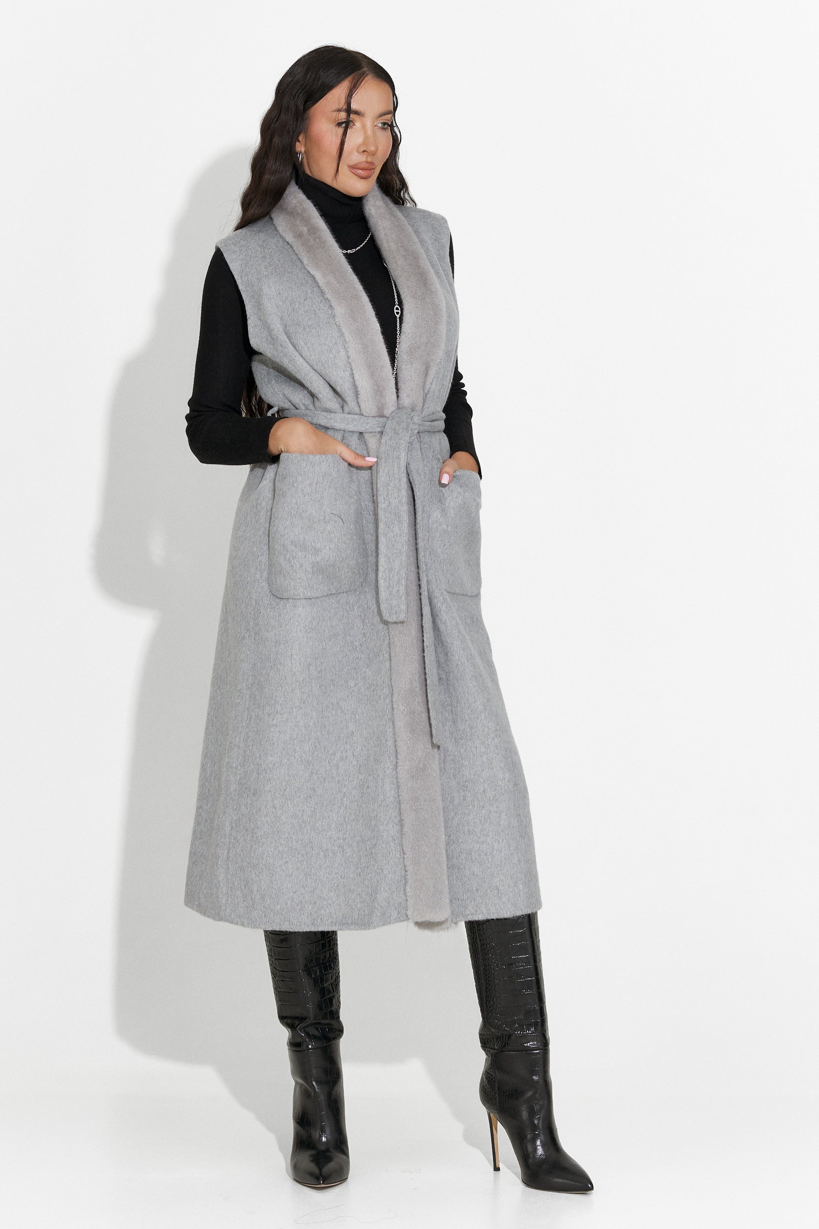 Élégant Gilet Gris Brania Bogas pour Dames