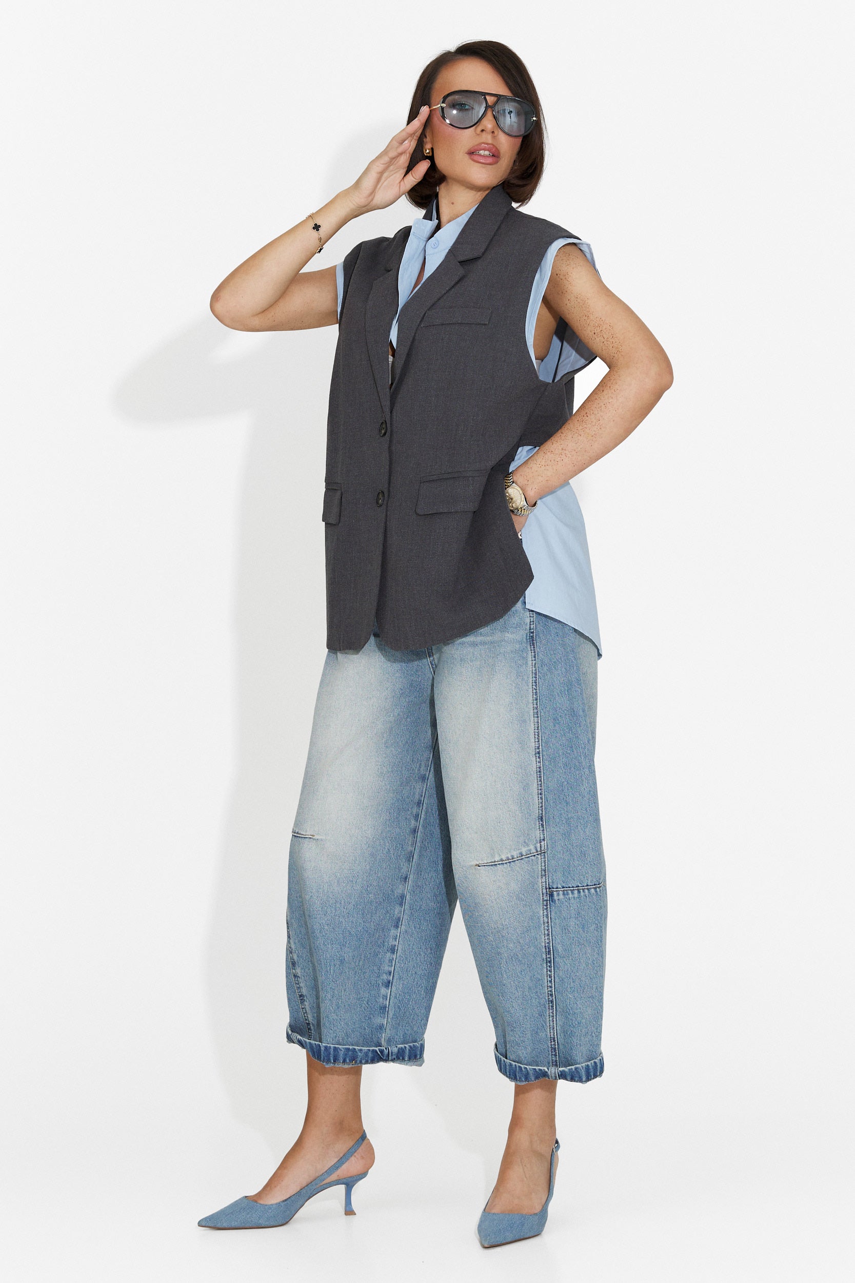 Gilet Gris Élégant pour Dames de Danya Bogas