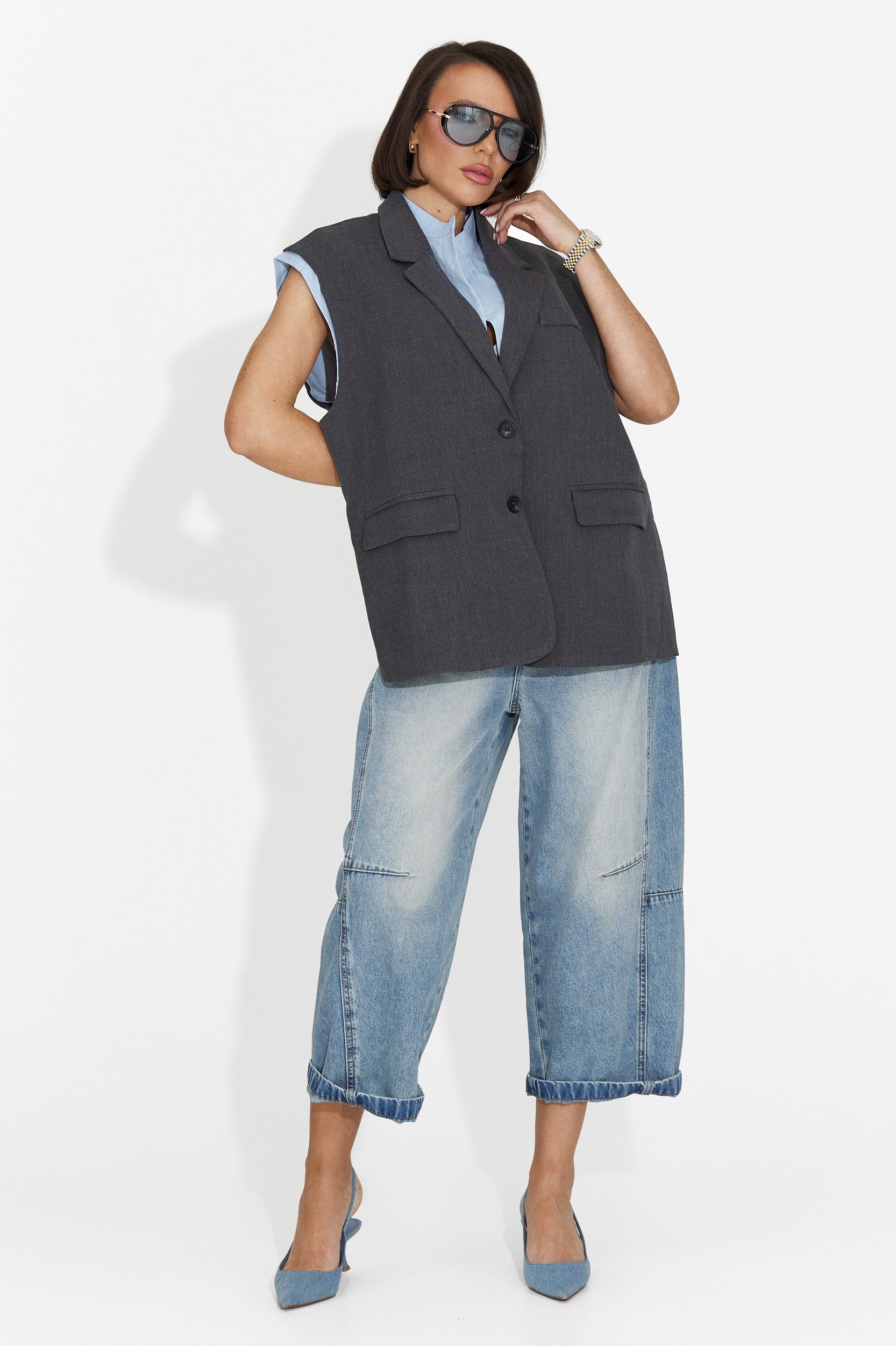 Gilet Gris Élégant pour Dames de Danya Bogas