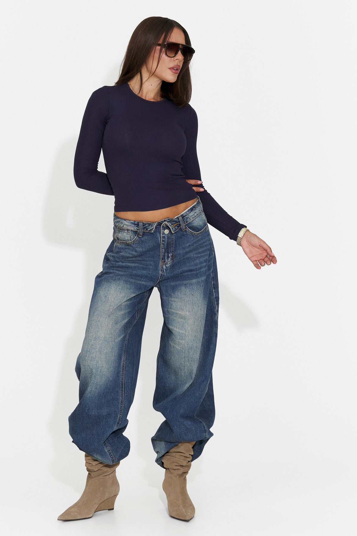 Blugi casual albastri Crytuina Bogas