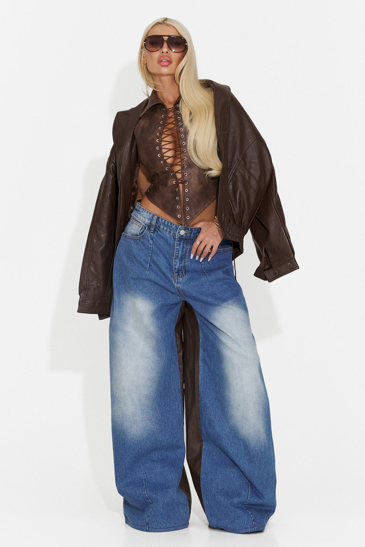 Blugi casual albastri Marazina Bogas