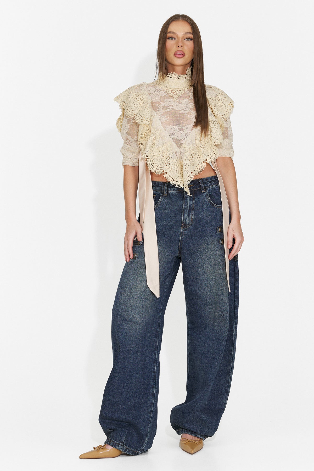 Blugi casual bleu Tasina Bogas