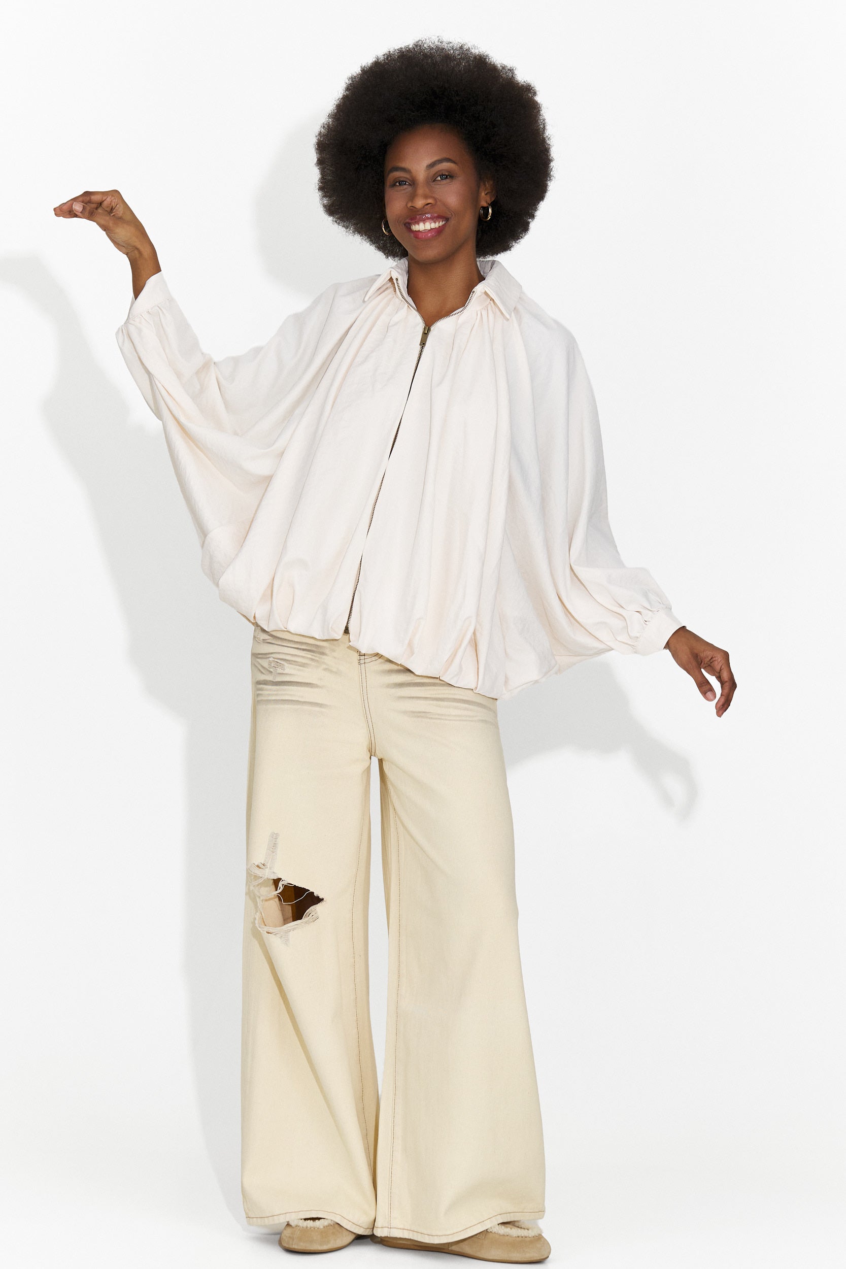 Pantalones vaqueros casuales de mujer beige Elania Bogas