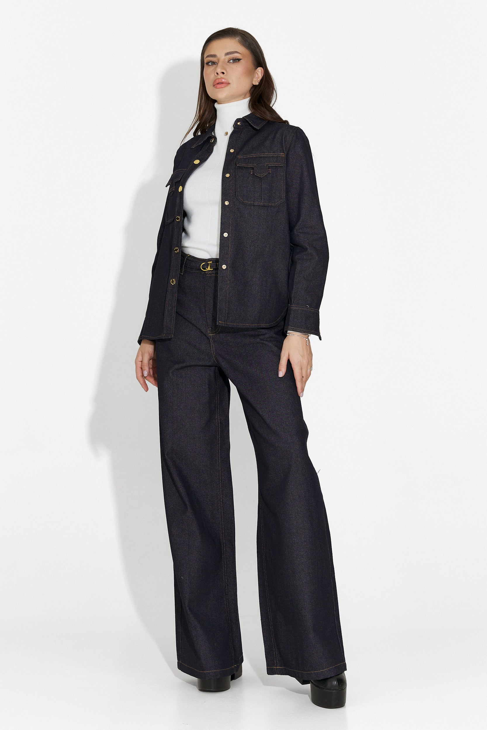 Mörkblå casual damjeans Flovira Bogas